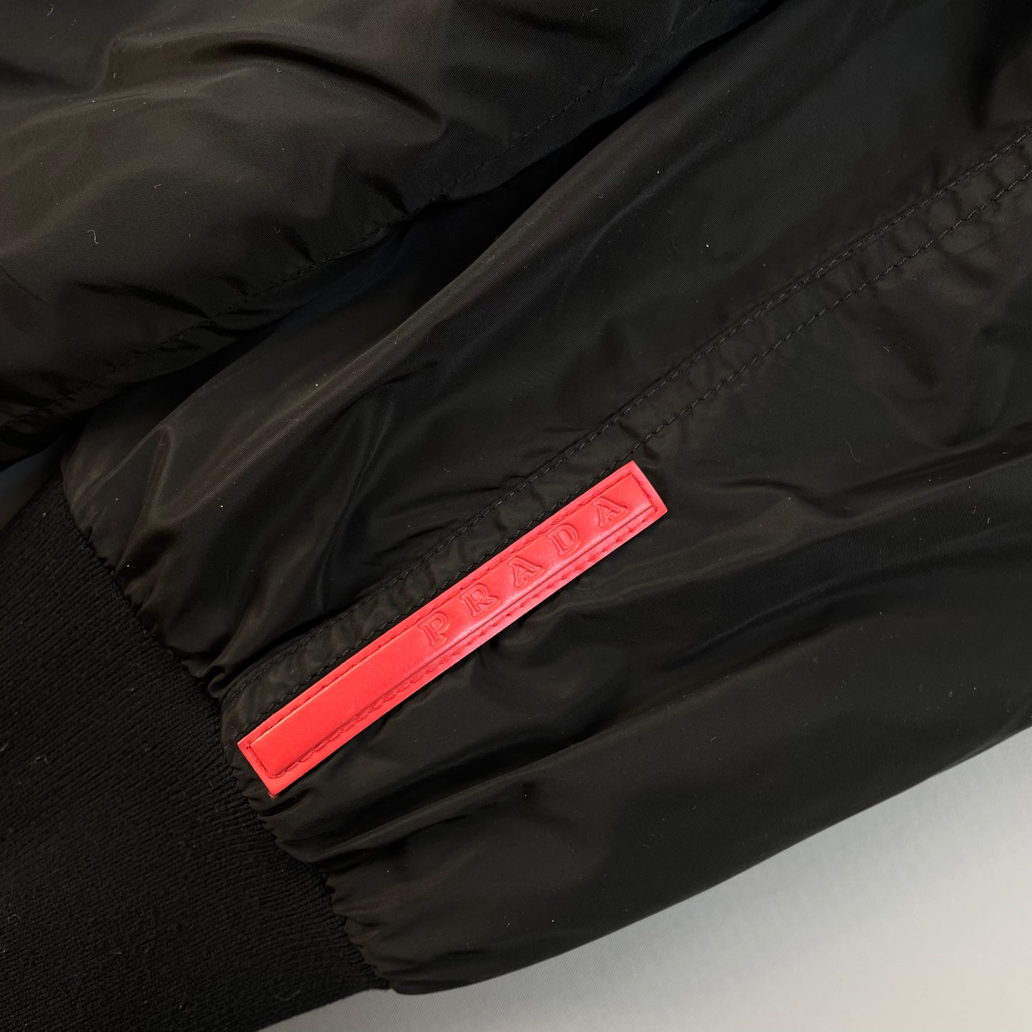 Prada Sport Black 00s Leather Trim Nylon Padded Jacket