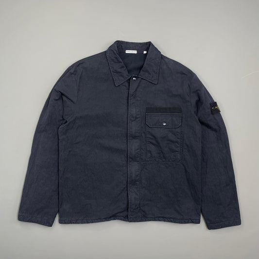 Stone Island Navy 00s Coated Cotton Lined Zip-Through Workwear Jacket