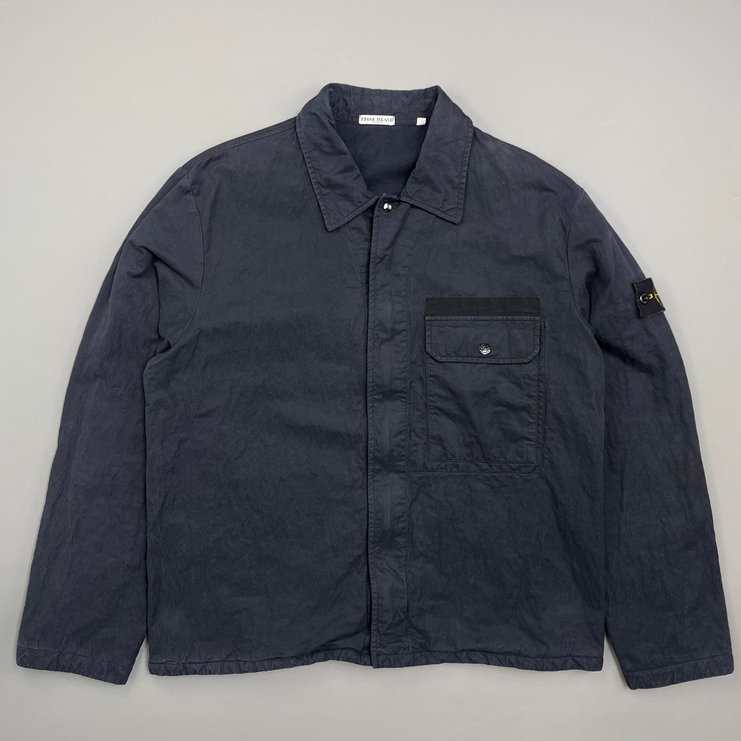 Stone Island Navy 00s Coated Cotton Lined Zip-Through Workwear Jacket