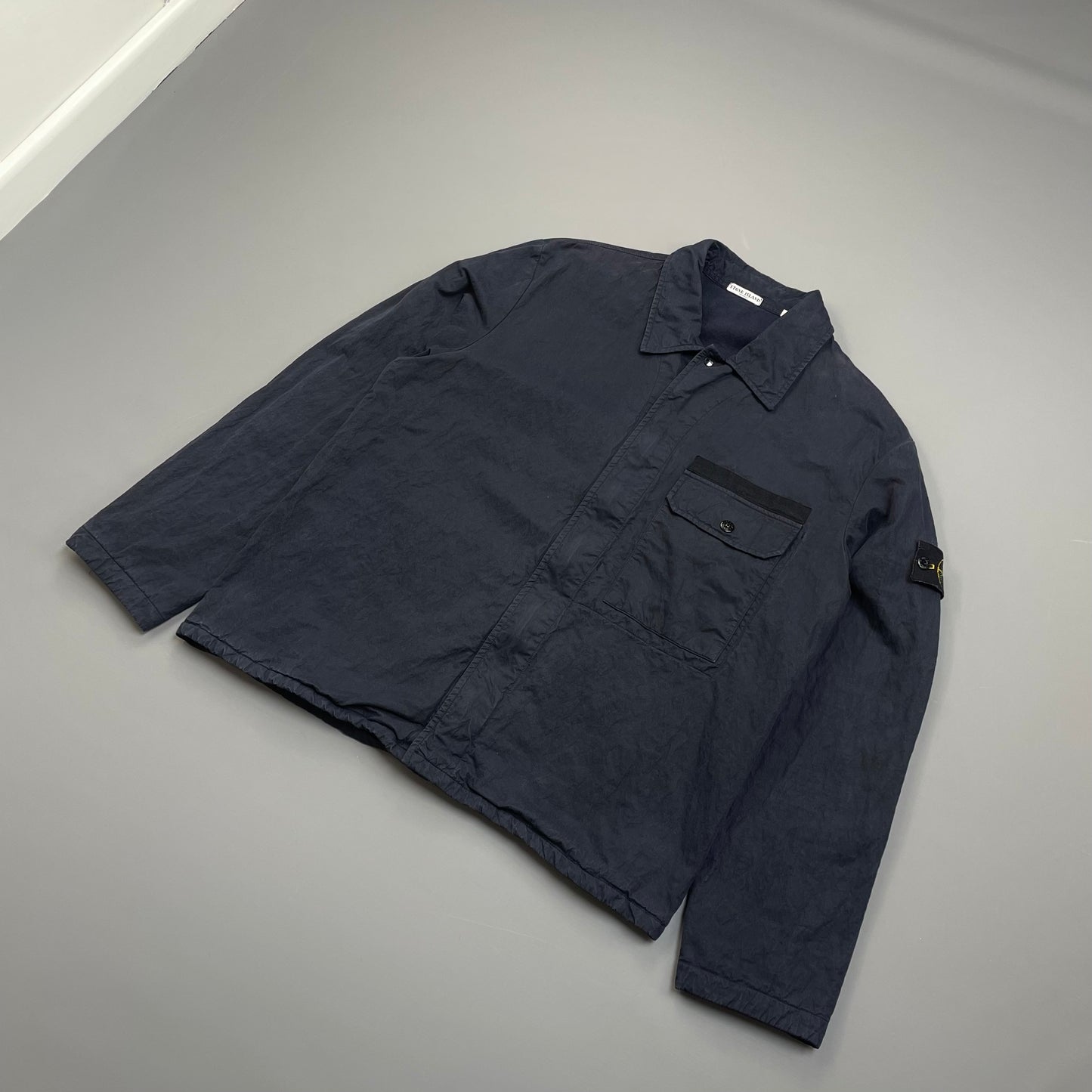 Stone Island Navy 00s Coated Cotton Lined Zip-Through Workwear Jacket