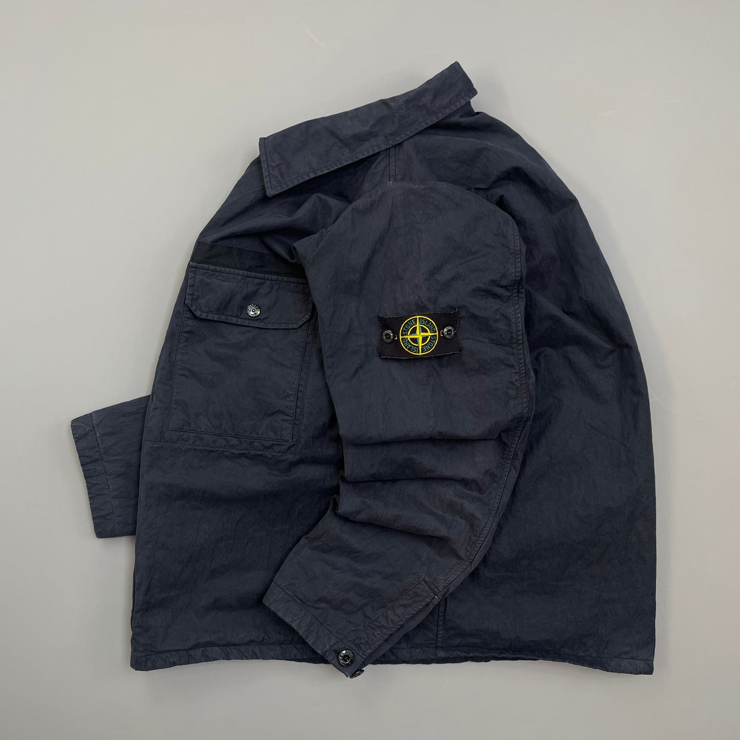 Stone Island Navy 00s Coated Cotton Lined Zip-Through Workwear Jacket