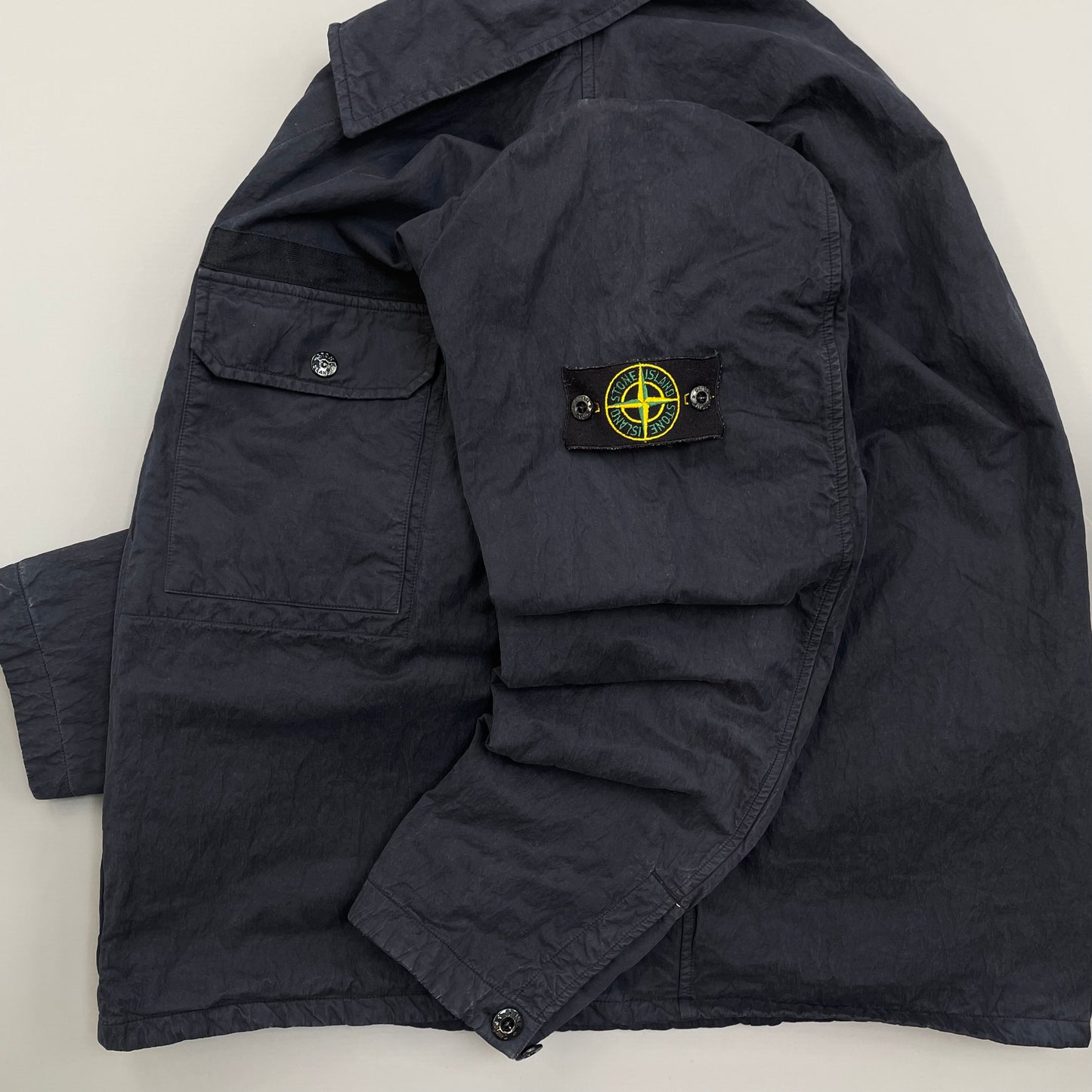 Stone Island Navy 00s Coated Cotton Lined Zip-Through Workwear Jacket