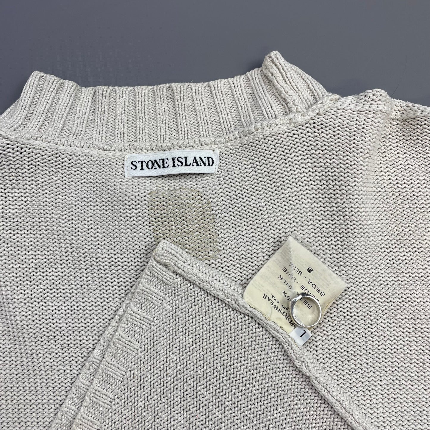 Stone Island Cream White AW99 Silk Knit Jumper