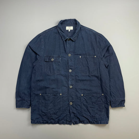 Armani Jeans Navy 90s Linen & Cotton Chore Jacket