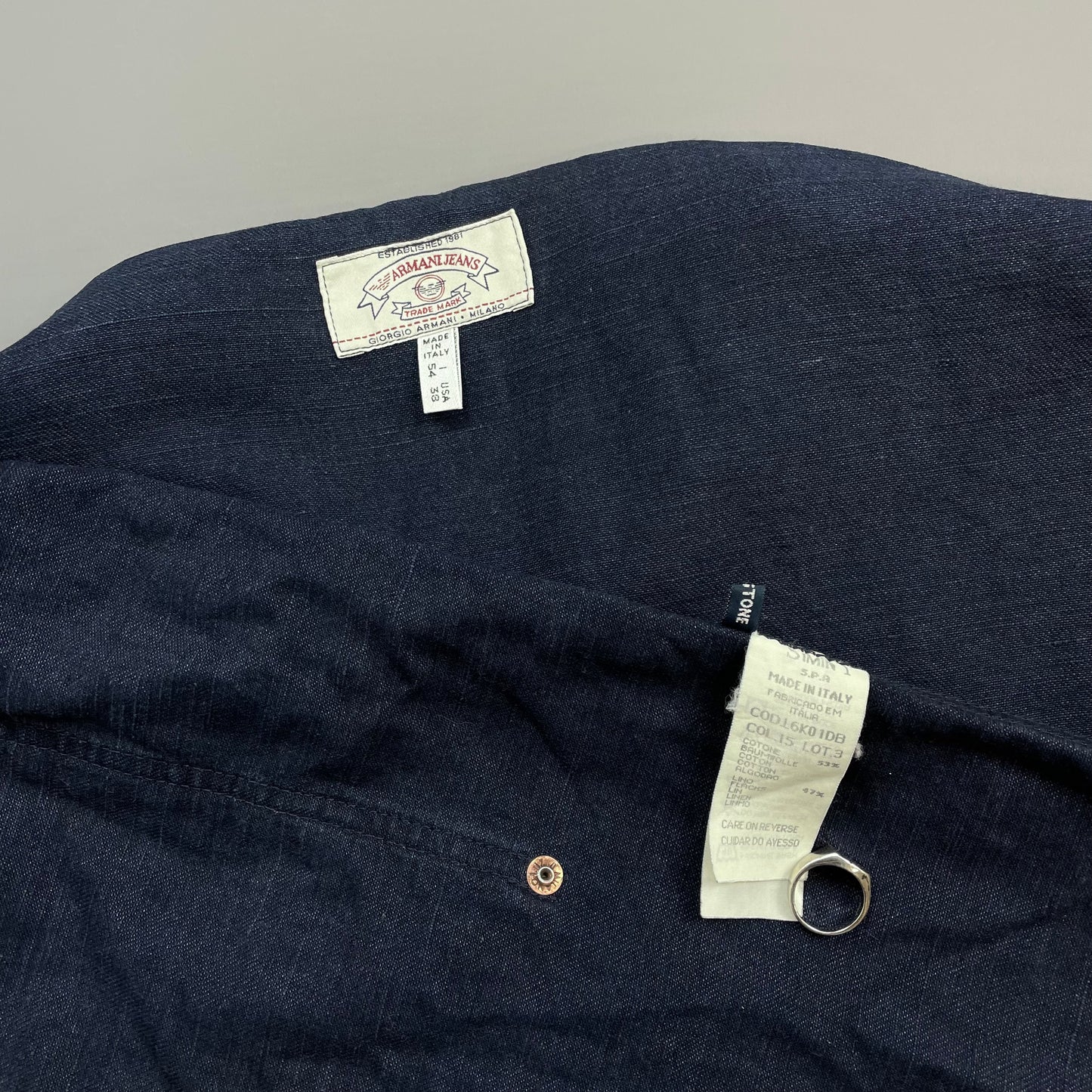 Armani Jeans Navy 90s Linen & Cotton Chore Jacket