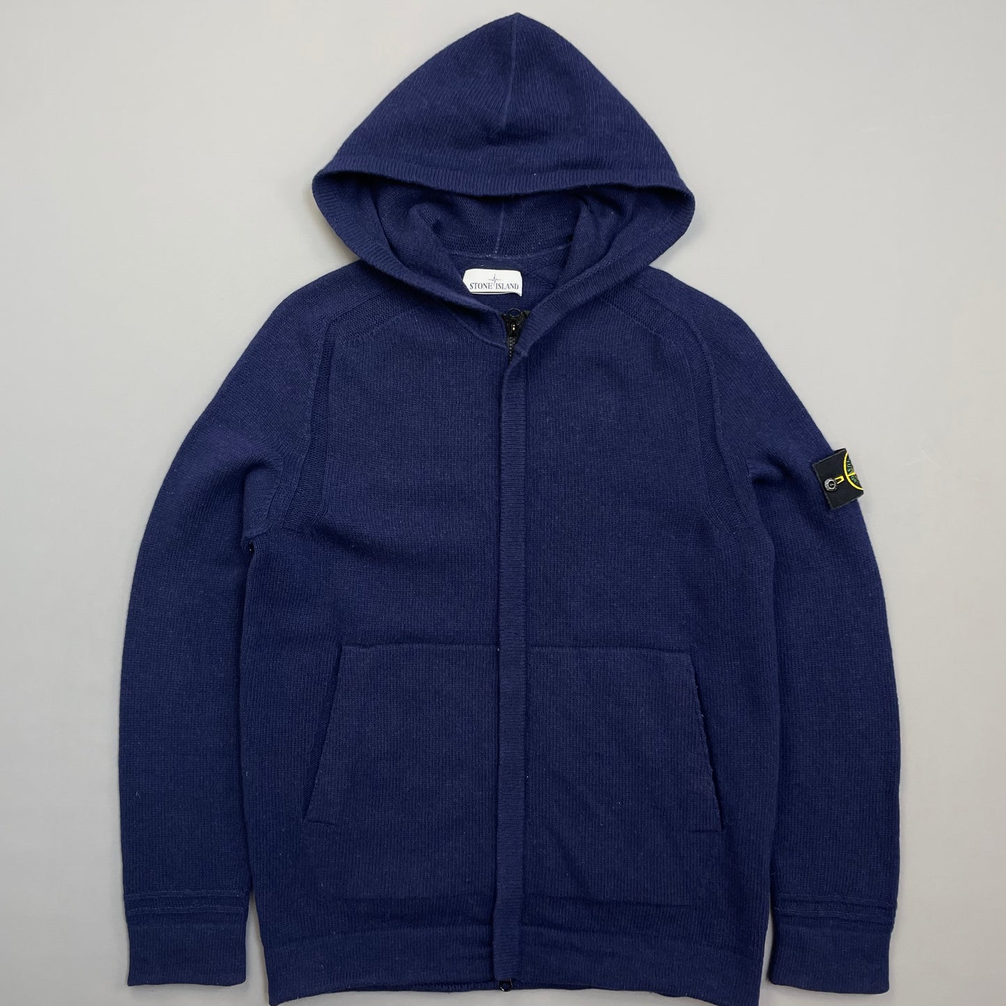Stone Island Navy AW18 Zip-Through Hooded Knit Jumper