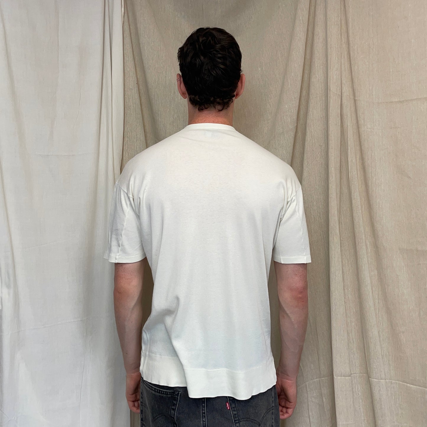 C.P. Company Cream 80s Ideas From Massimo Osti Ribbed Henley Button-Up T-Shirt