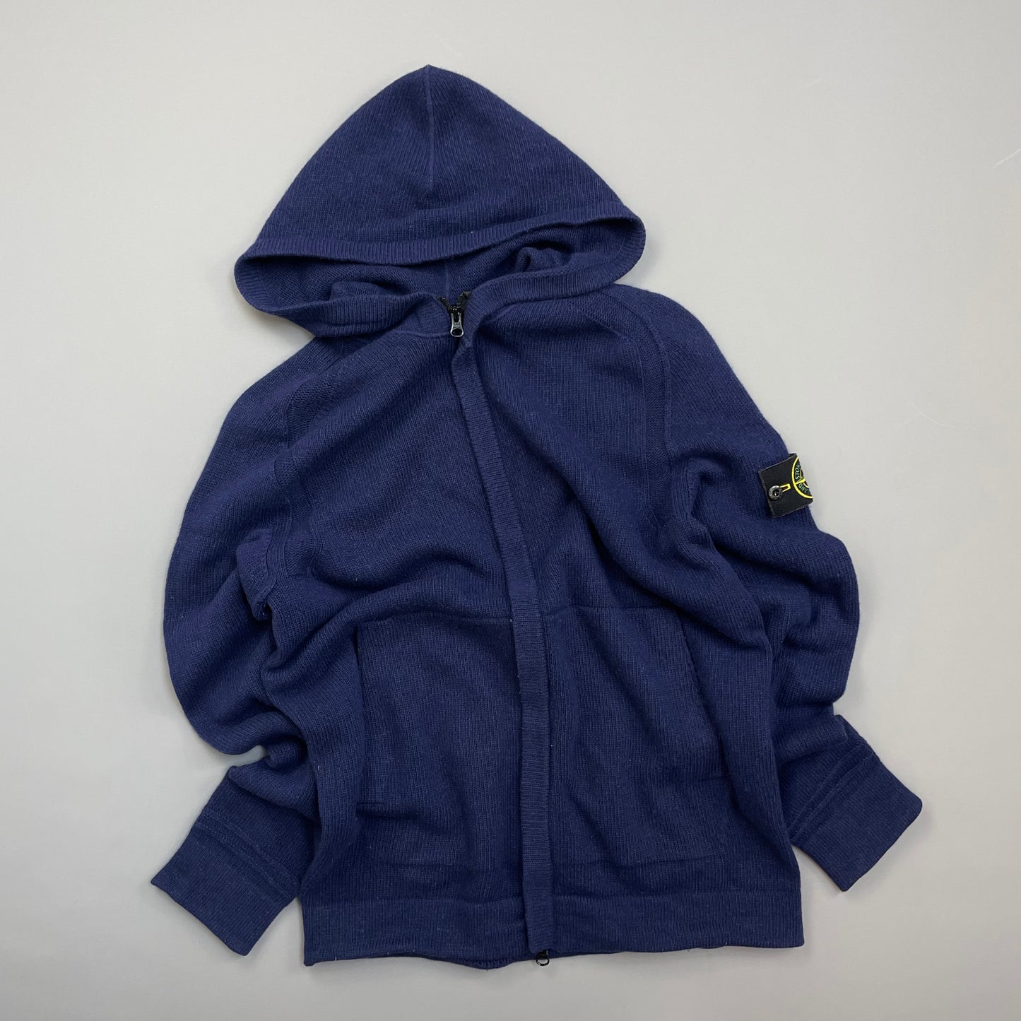 Stone Island Navy AW18 Zip-Through Hooded Knit Jumper
