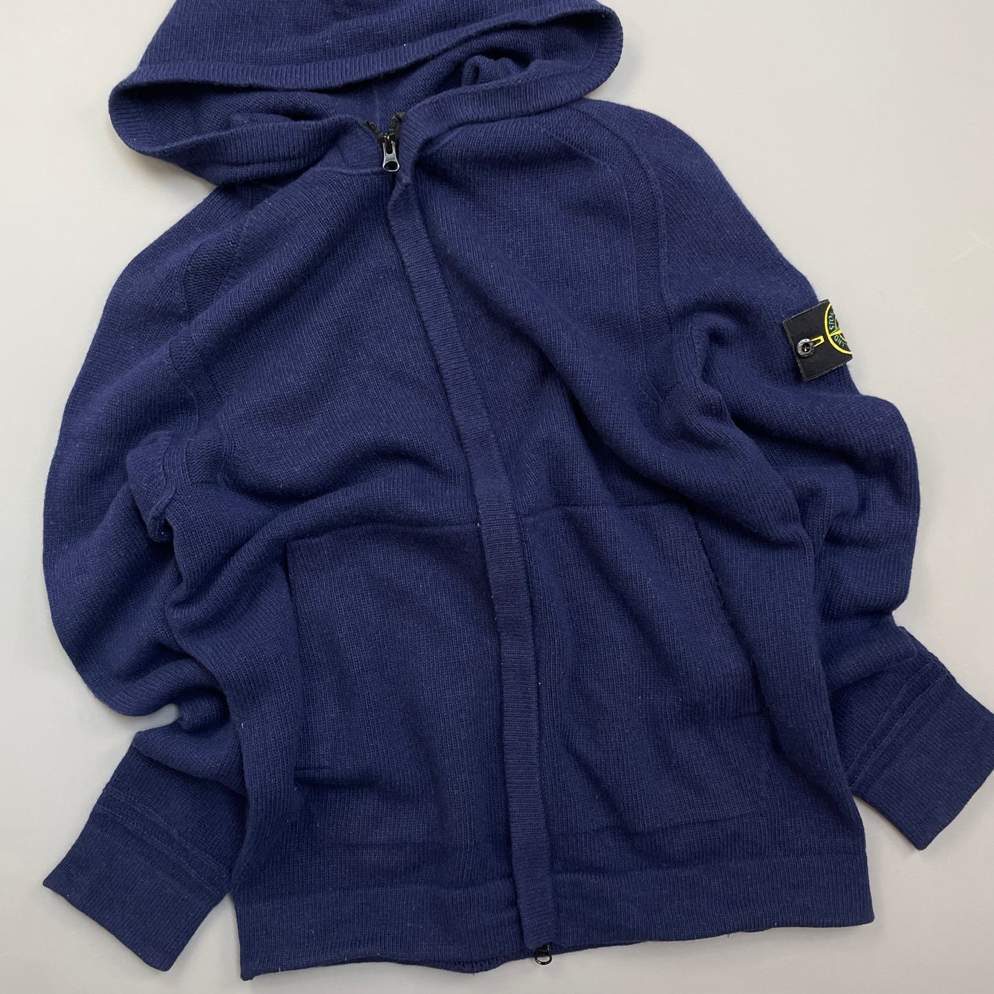 Stone Island Navy AW18 Zip-Through Hooded Knit Jumper