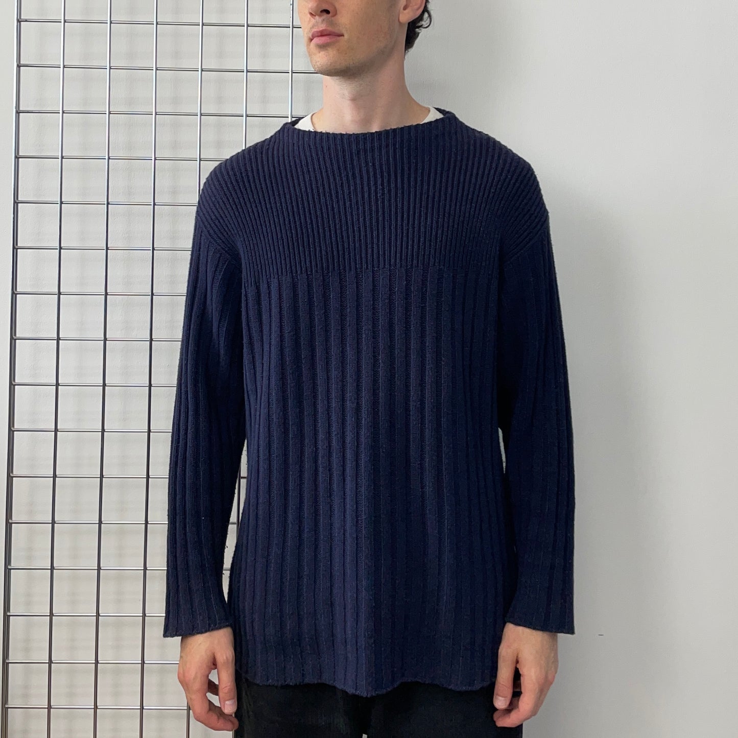 C.P. Company Navy SS95 Silk-Blend Fishermans Knit Jumper