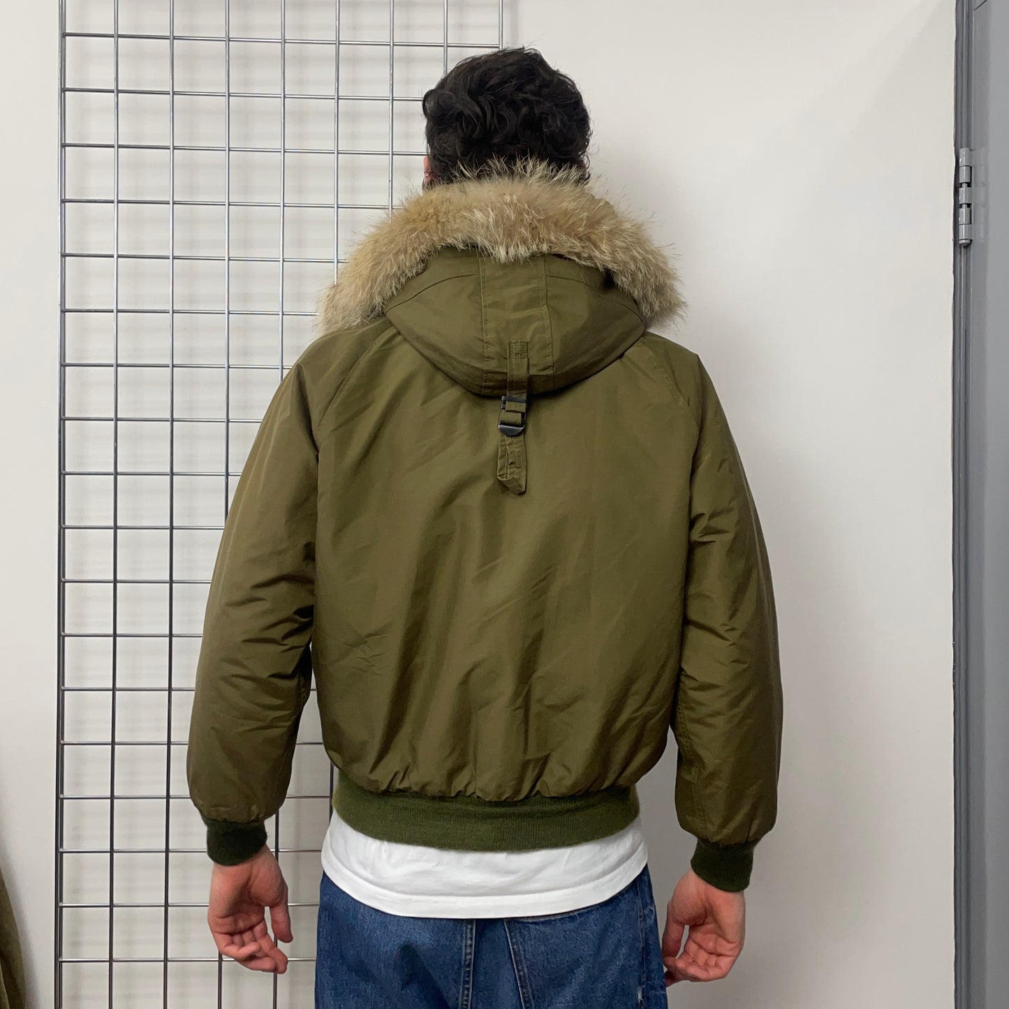 Spiewak & Sons 80s Khaki Fur Hood Padded N-2B Flight Bomber Jacket
