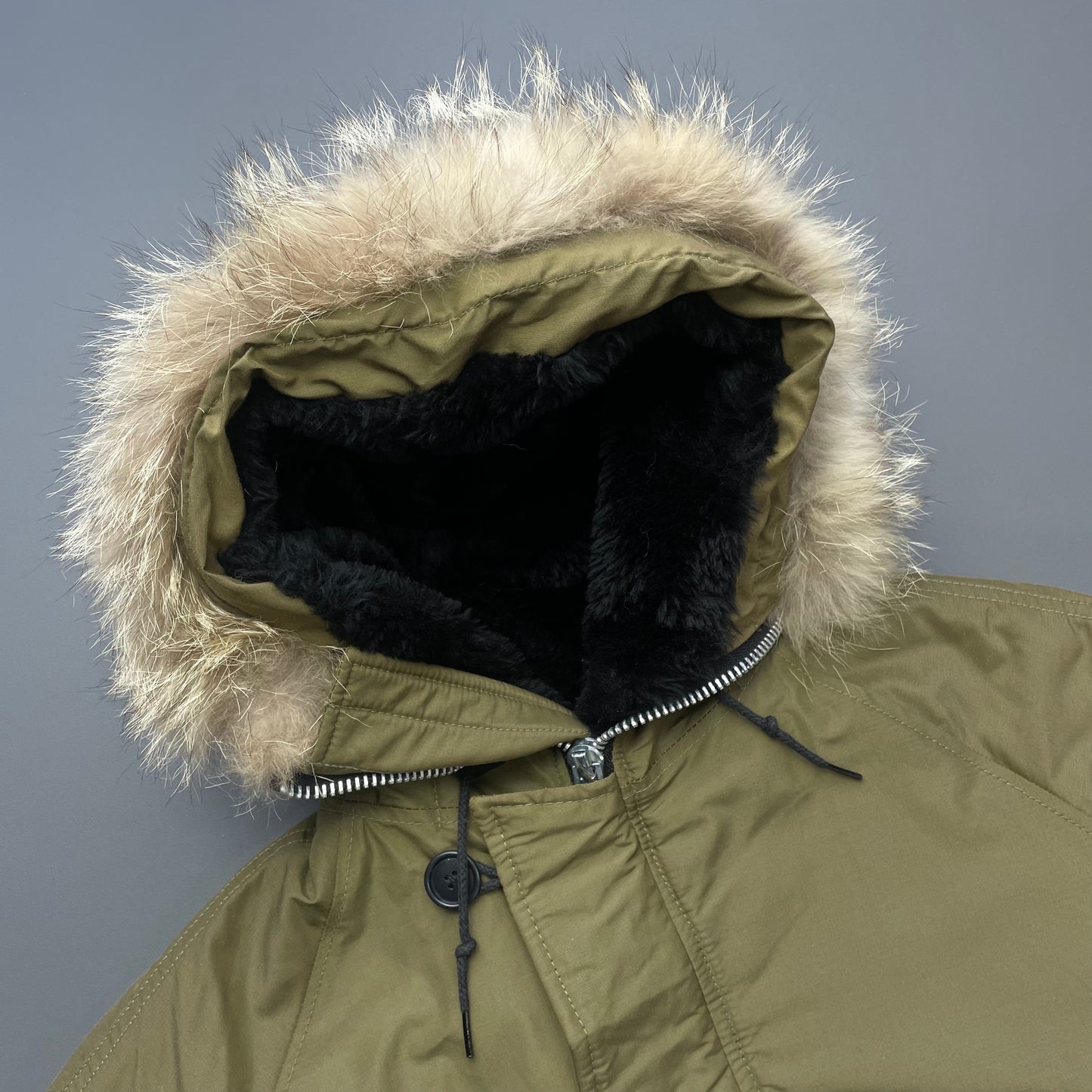 Spiewak & Sons 80s Khaki Fur Hood Padded N-2B Flight Bomber Jacket