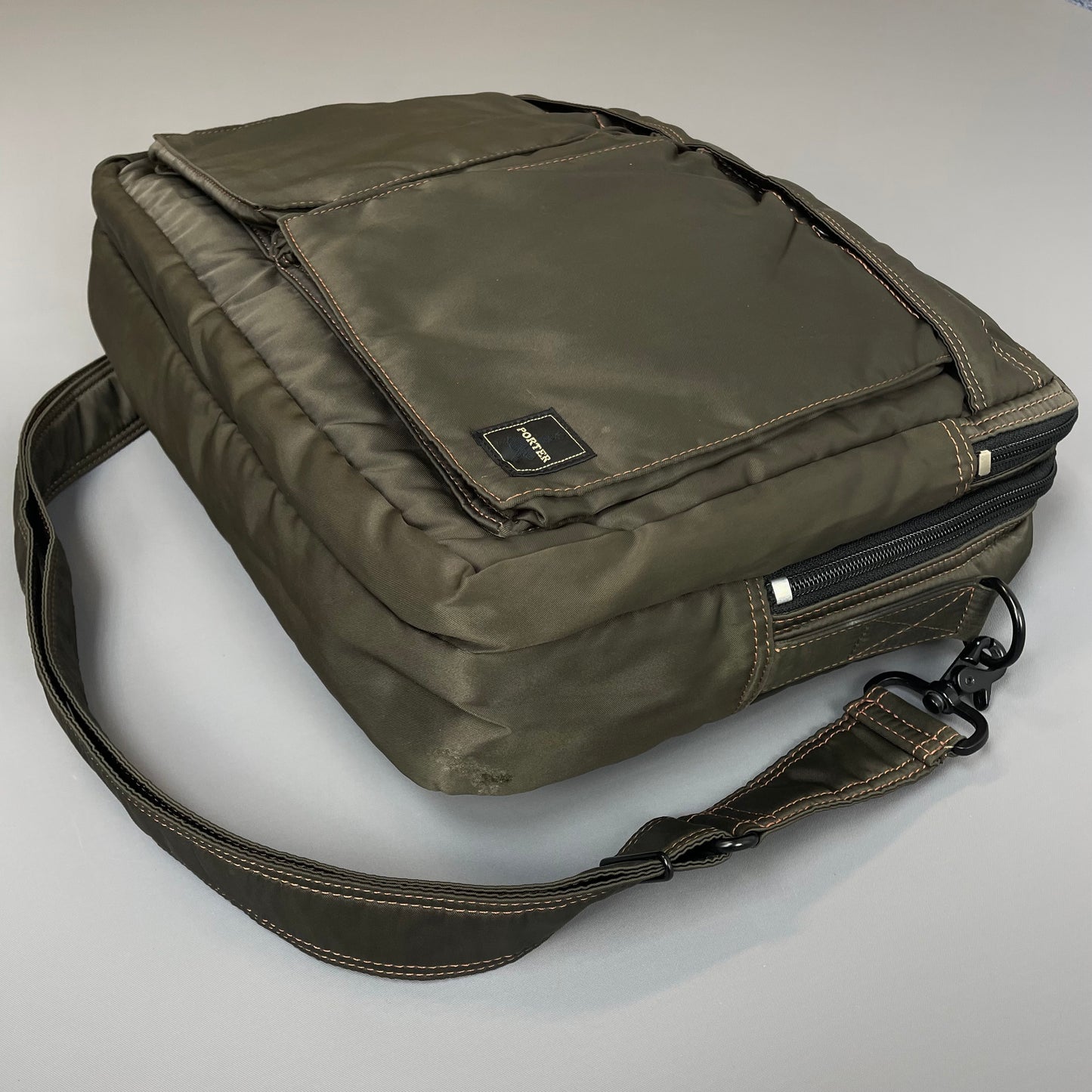 Porter International Khaki Nylon Crossbody & Handheld Briefcase Bag