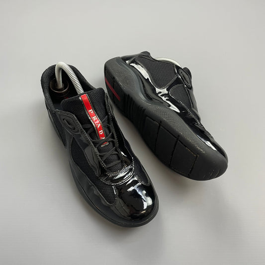 Prada Americas Cup Black Patent Leather Trainers