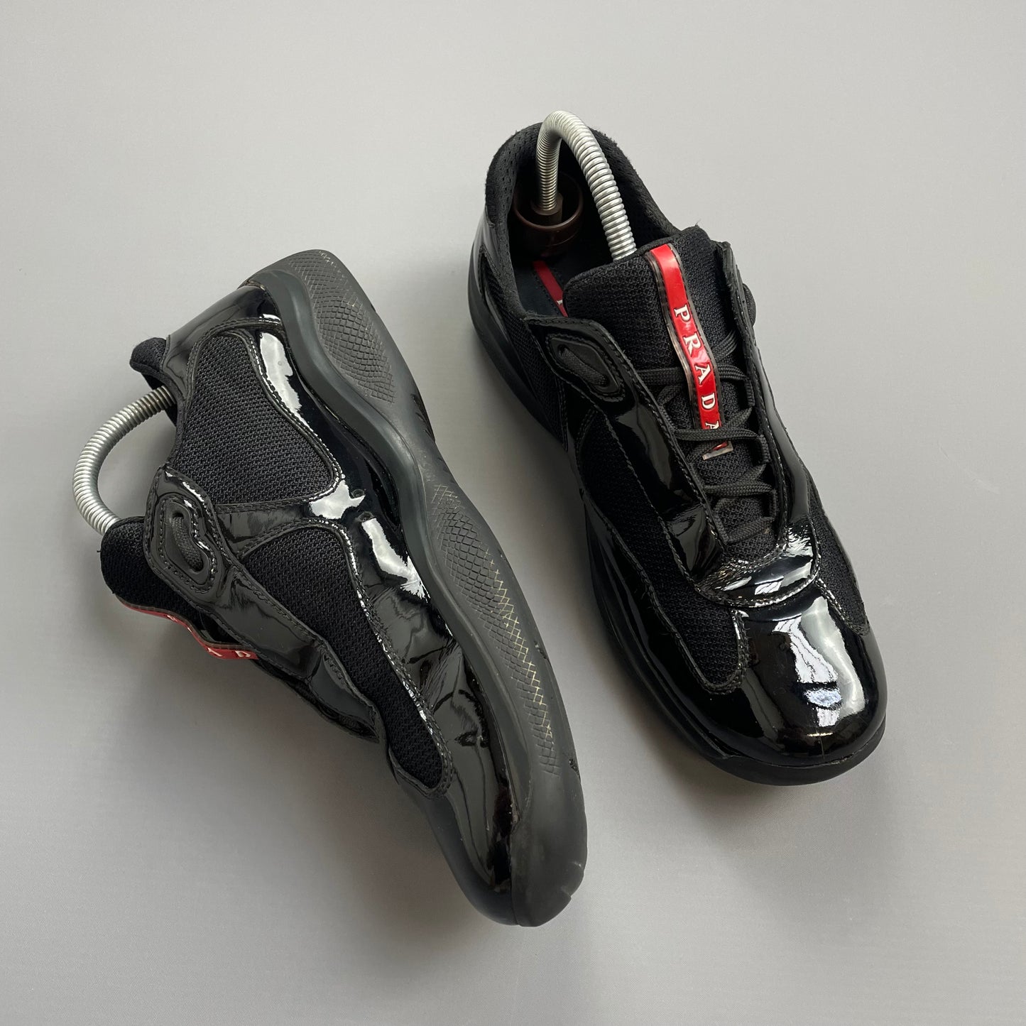 Prada Americas Cup Black Patent Leather Trainers