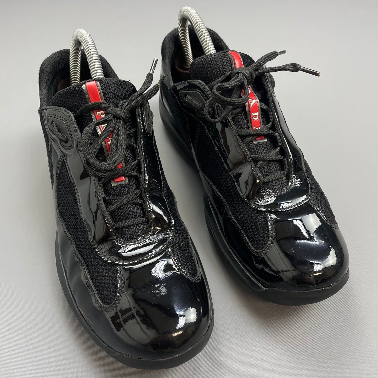 Prada Americas Cup Black Patent Leather Trainers