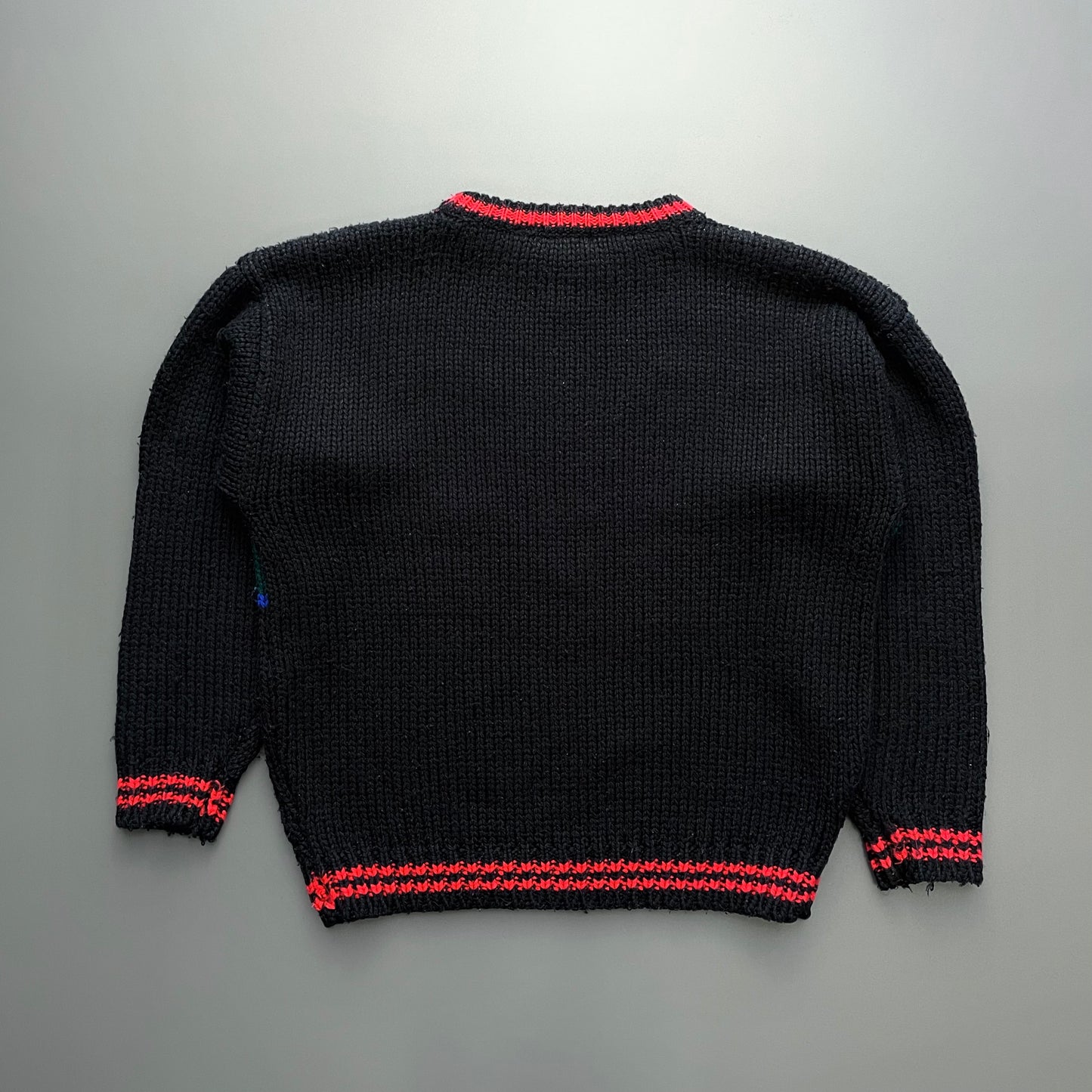 Emporio Armani Black Multi-Colour 80s Chunky Wool Knit Jumper