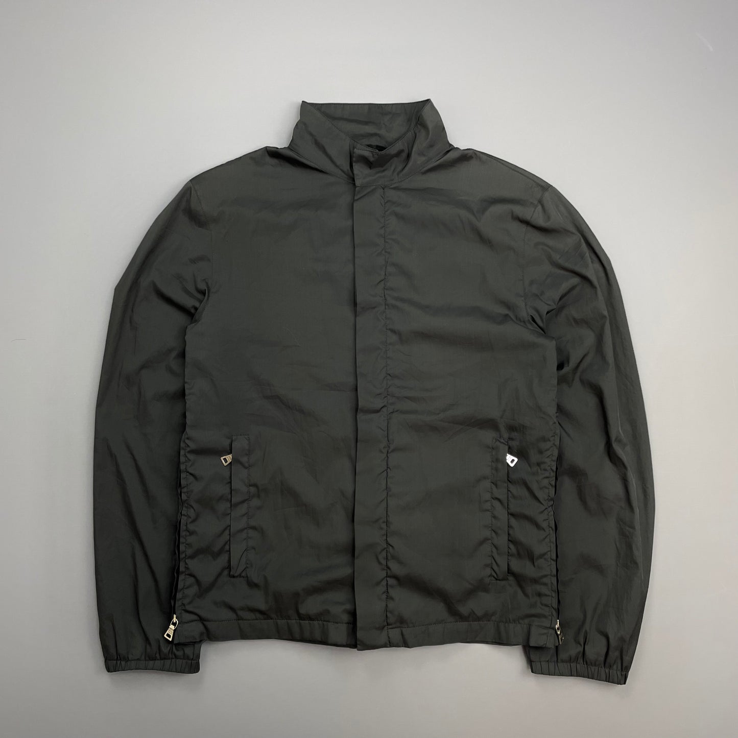 Prada Sport Grey 00s Hidden-Vent Concealed Hood Technical Jacket
