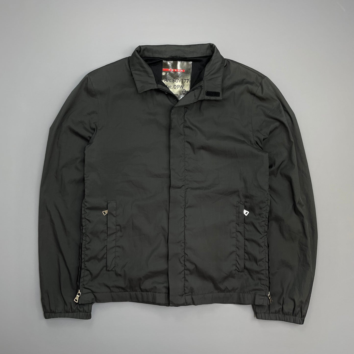Prada Sport Grey 00s Hidden-Vent Concealed Hood Technical Jacket