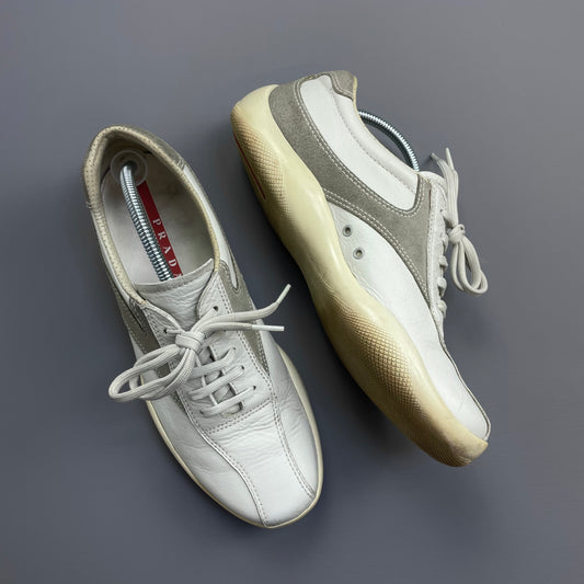 Prada Sport White & Grey 00s Leather & Suede Trainers