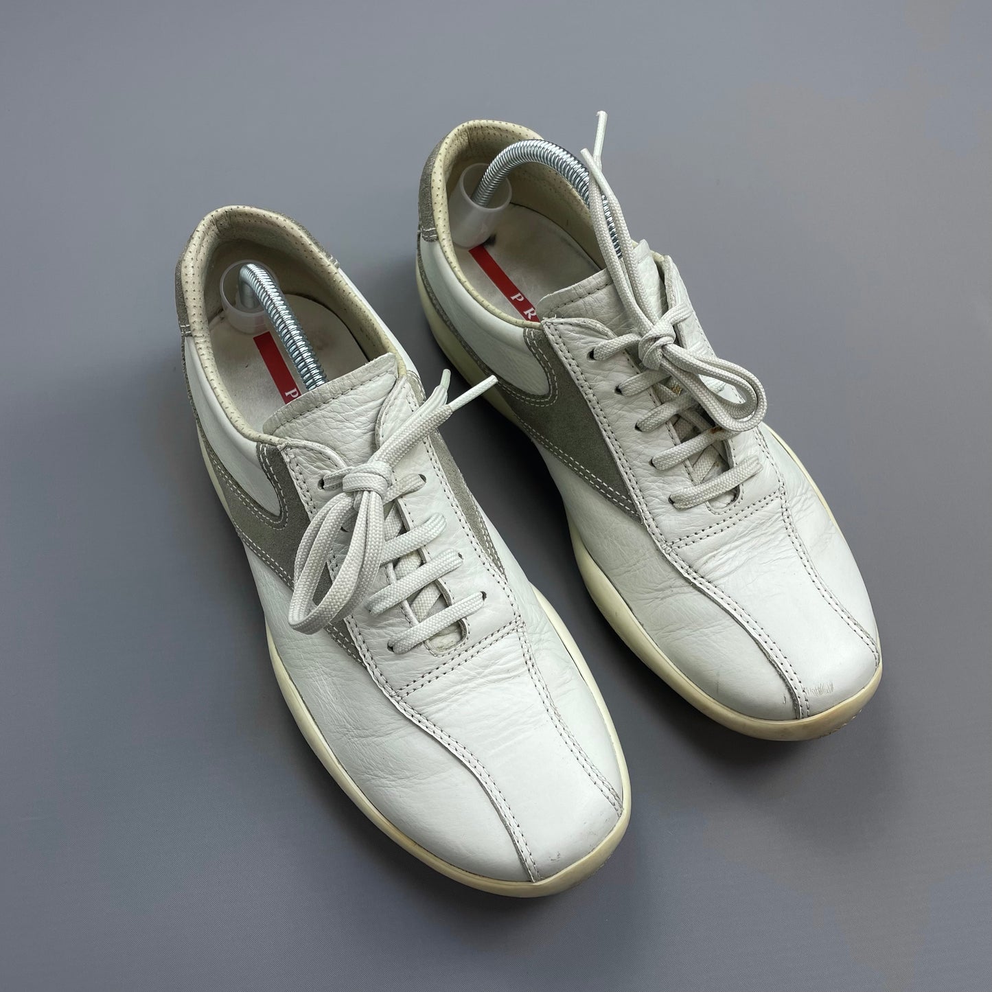 Prada Sport White & Grey 00s Leather & Suede Trainers