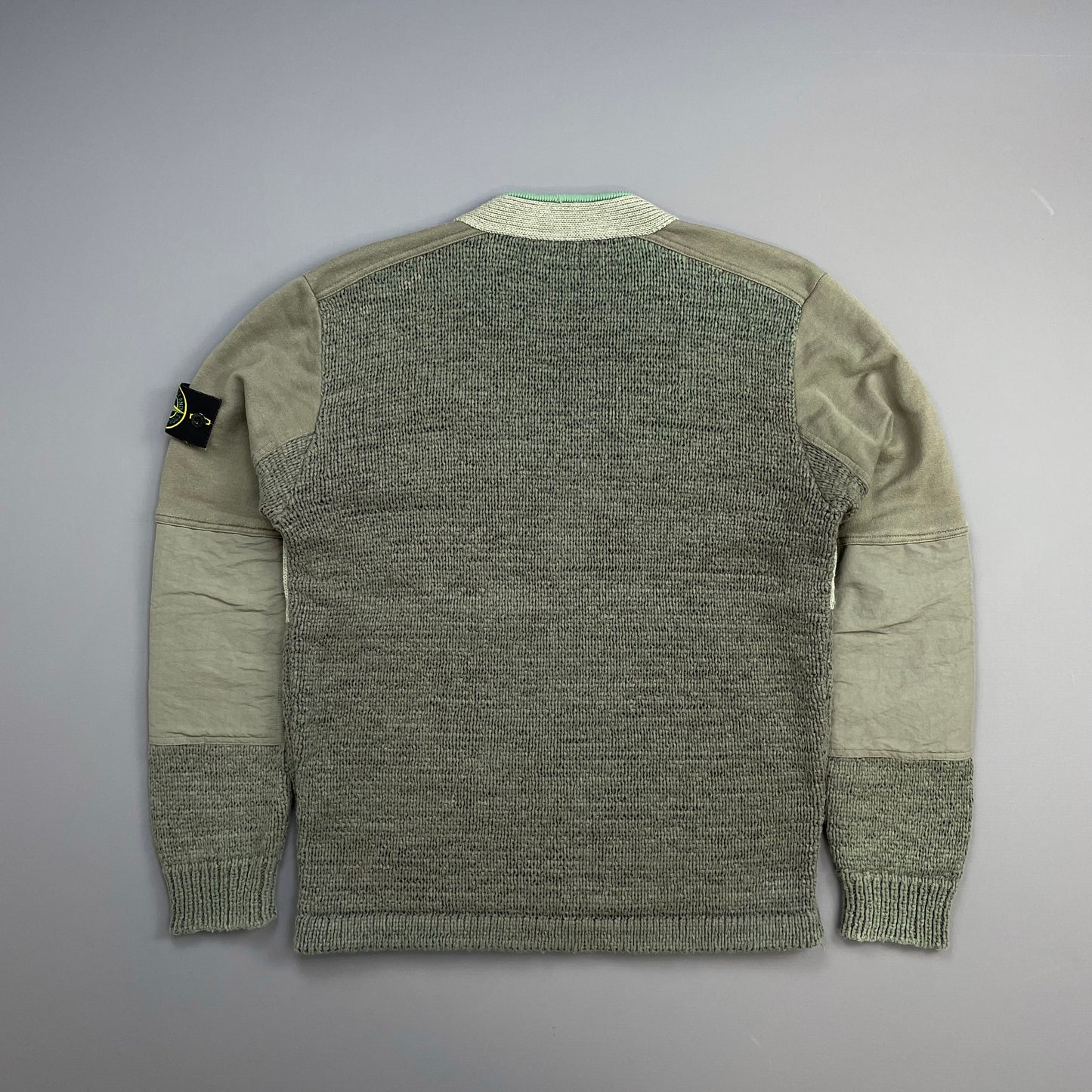 Stone Island Green SS19 Knit Panelled Cardigan Jacket