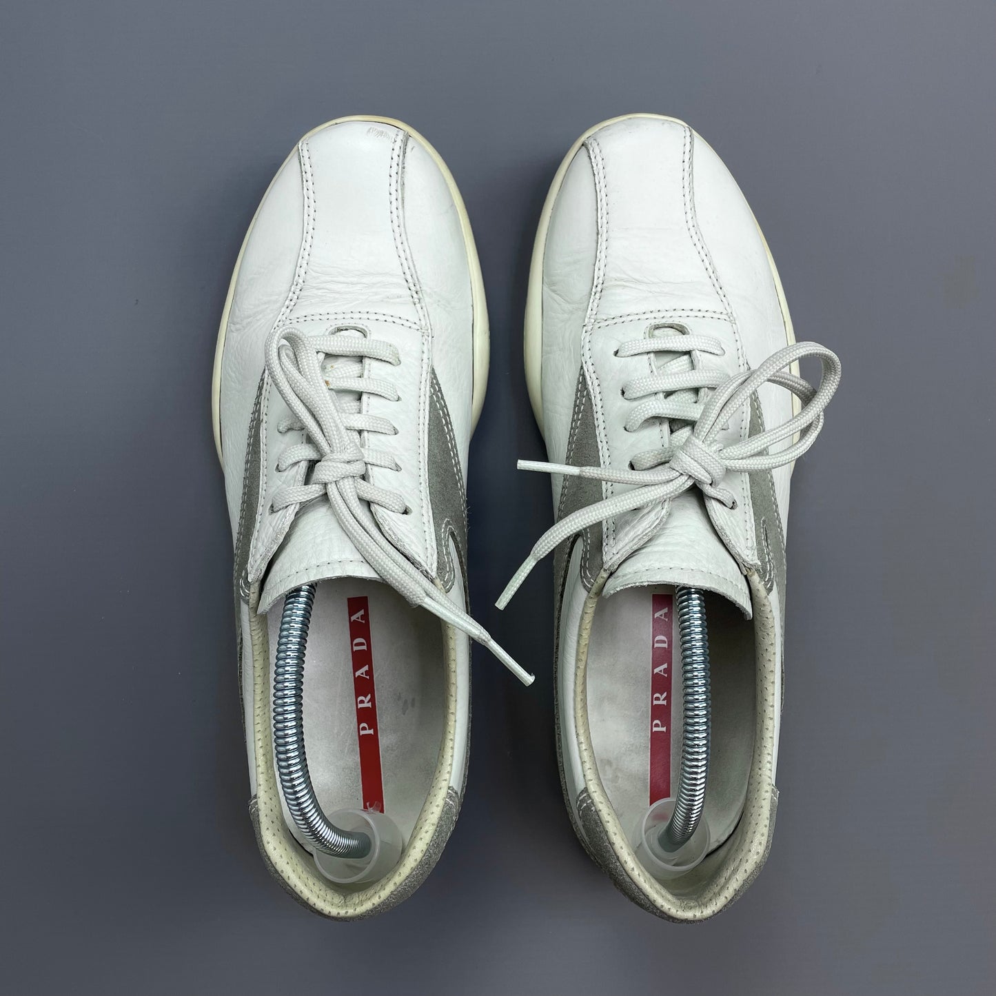 Prada Sport White & Grey 00s Leather & Suede Trainers