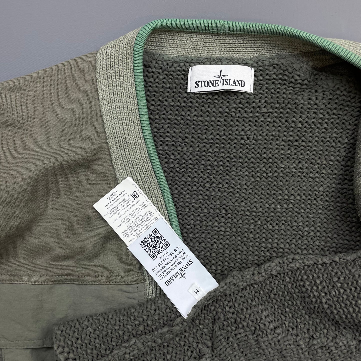 Stone Island Green SS19 Knit Panelled Cardigan Jacket
