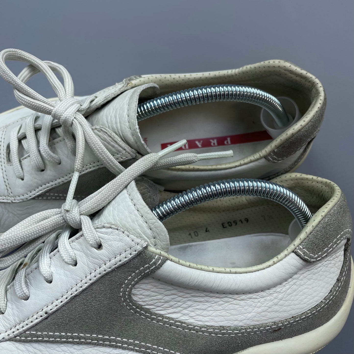 Prada Sport White & Grey 00s Leather & Suede Trainers