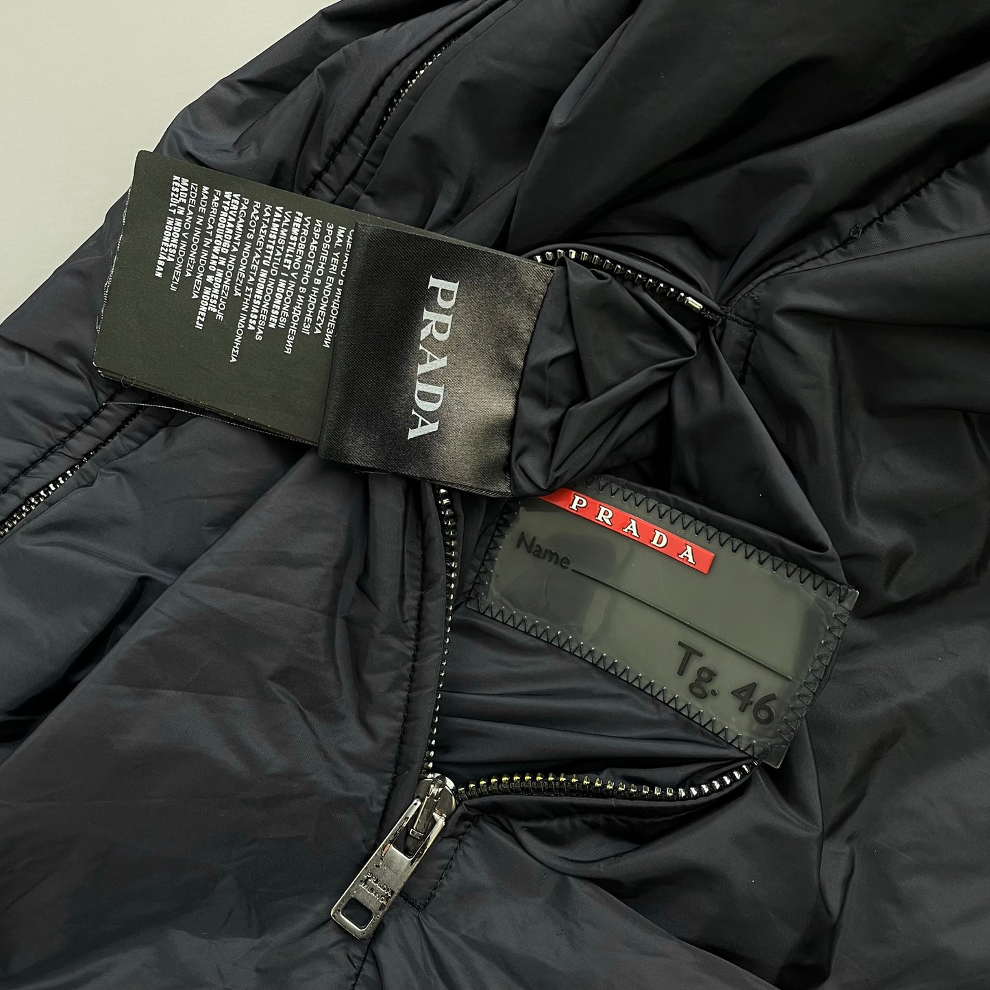 Prada Sport Navy & Blue 2014 Nylon Padded Harrington Bomber Jacket