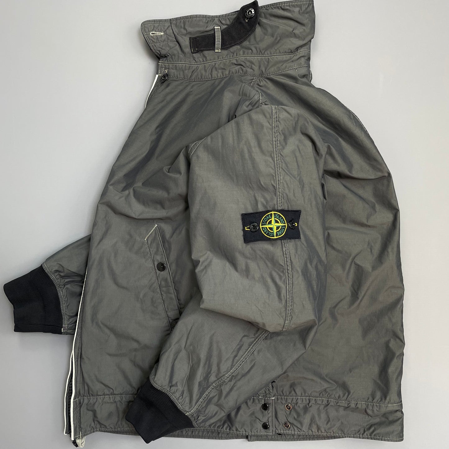 Stone Island Grey AW06 Coated Nylon-Cotton Lined Bomber Jacket