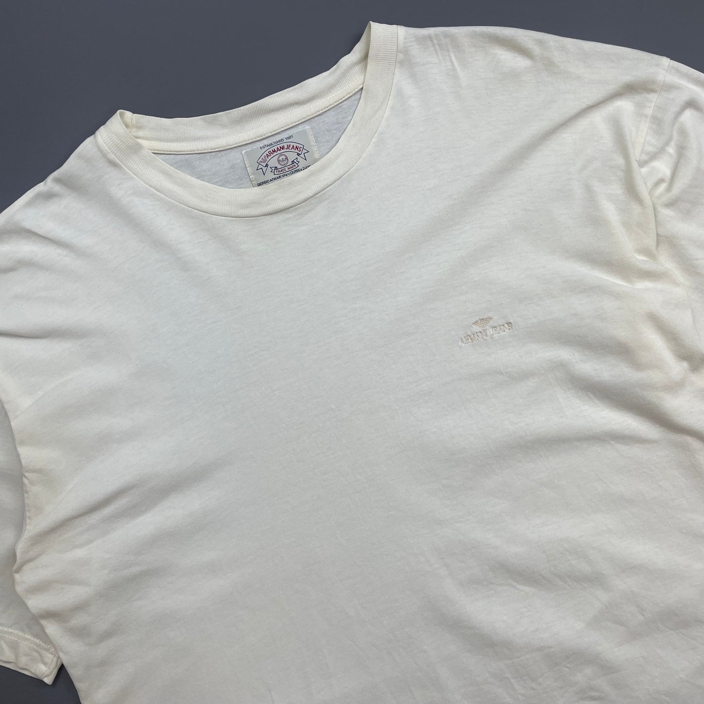 Armani Jeans Cream 90s Spellout Lightweight Oversized T-Shirt