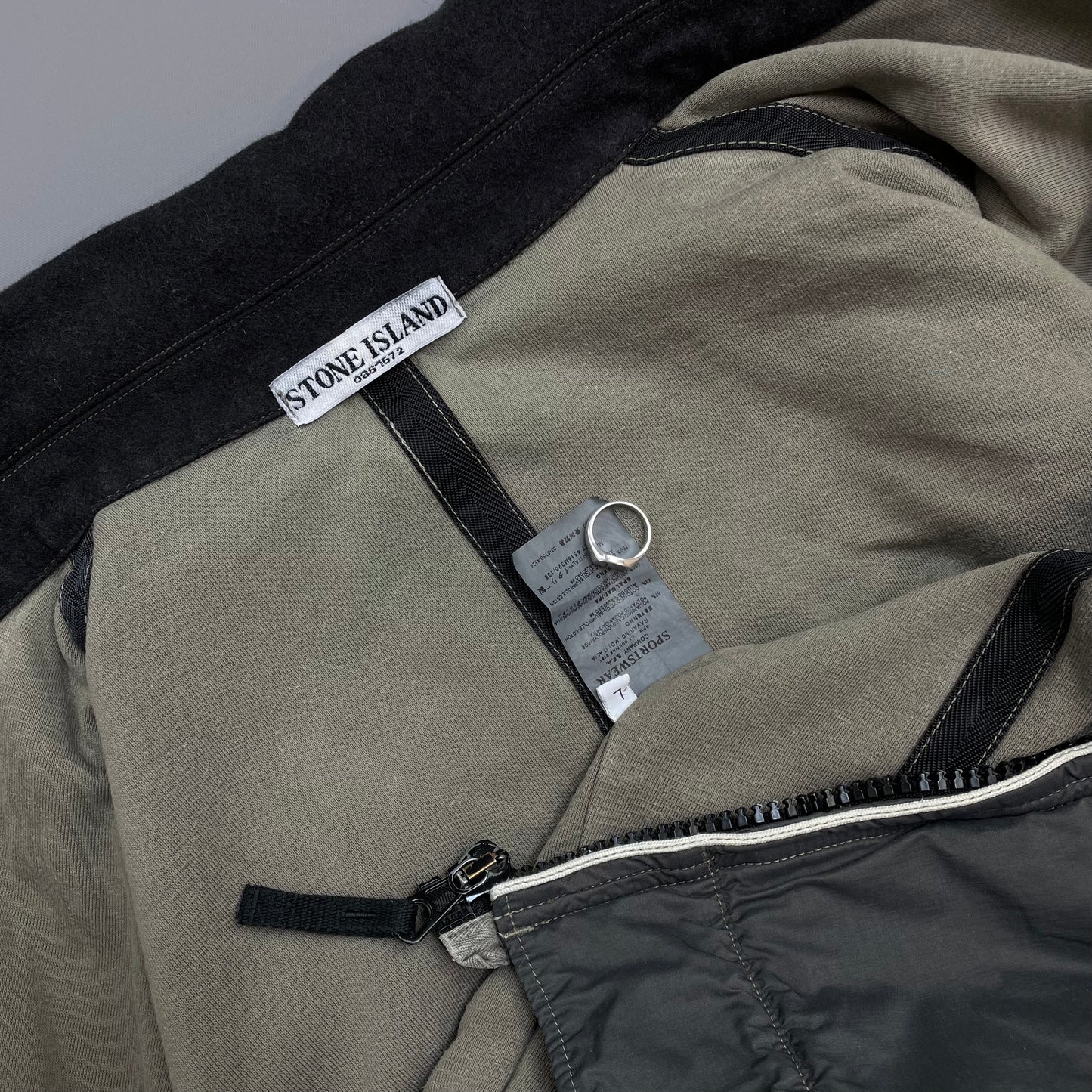 Stone Island Grey AW06 Coated Nylon-Cotton Lined Bomber Jacket