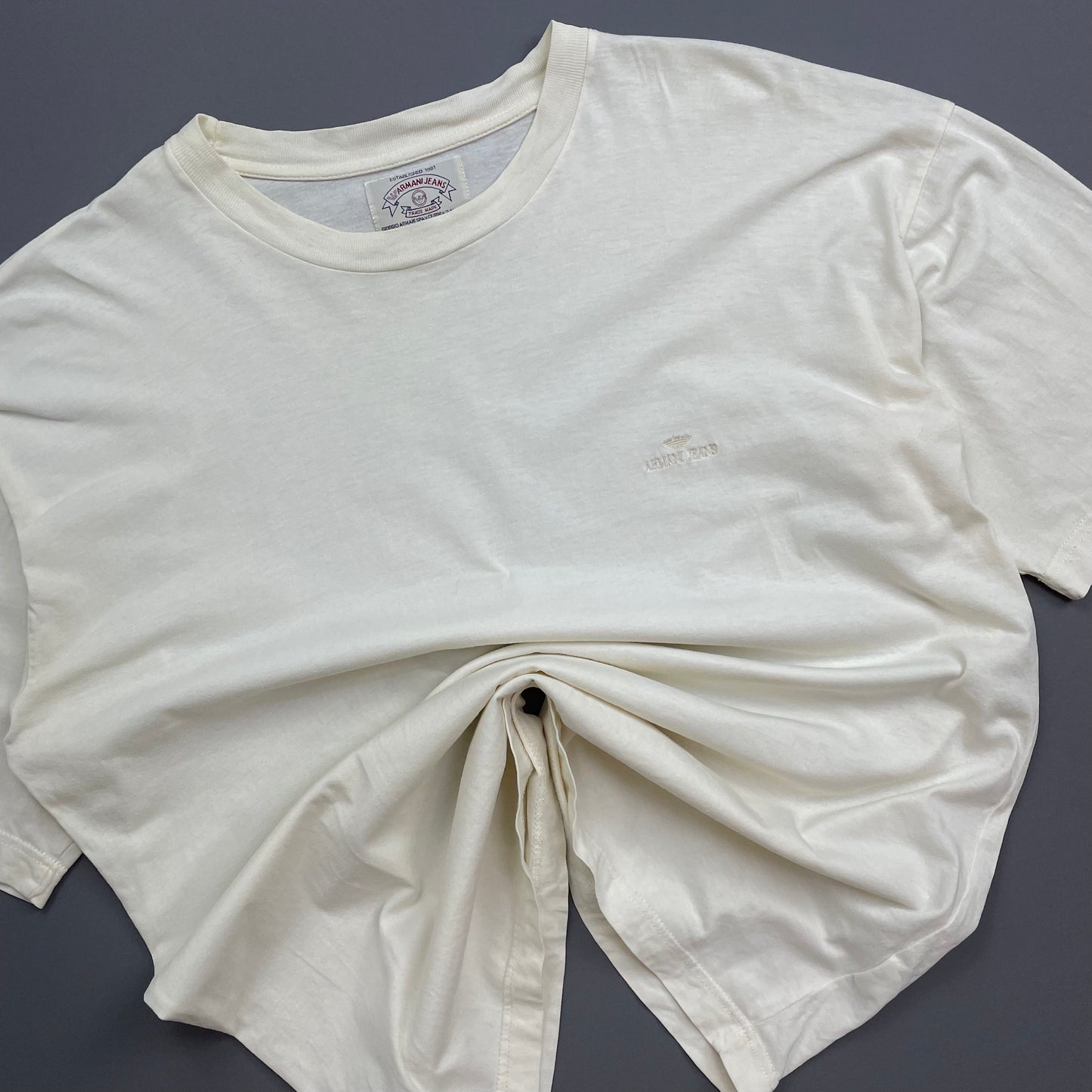 Armani Jeans Cream 90s Spellout Lightweight Oversized T-Shirt