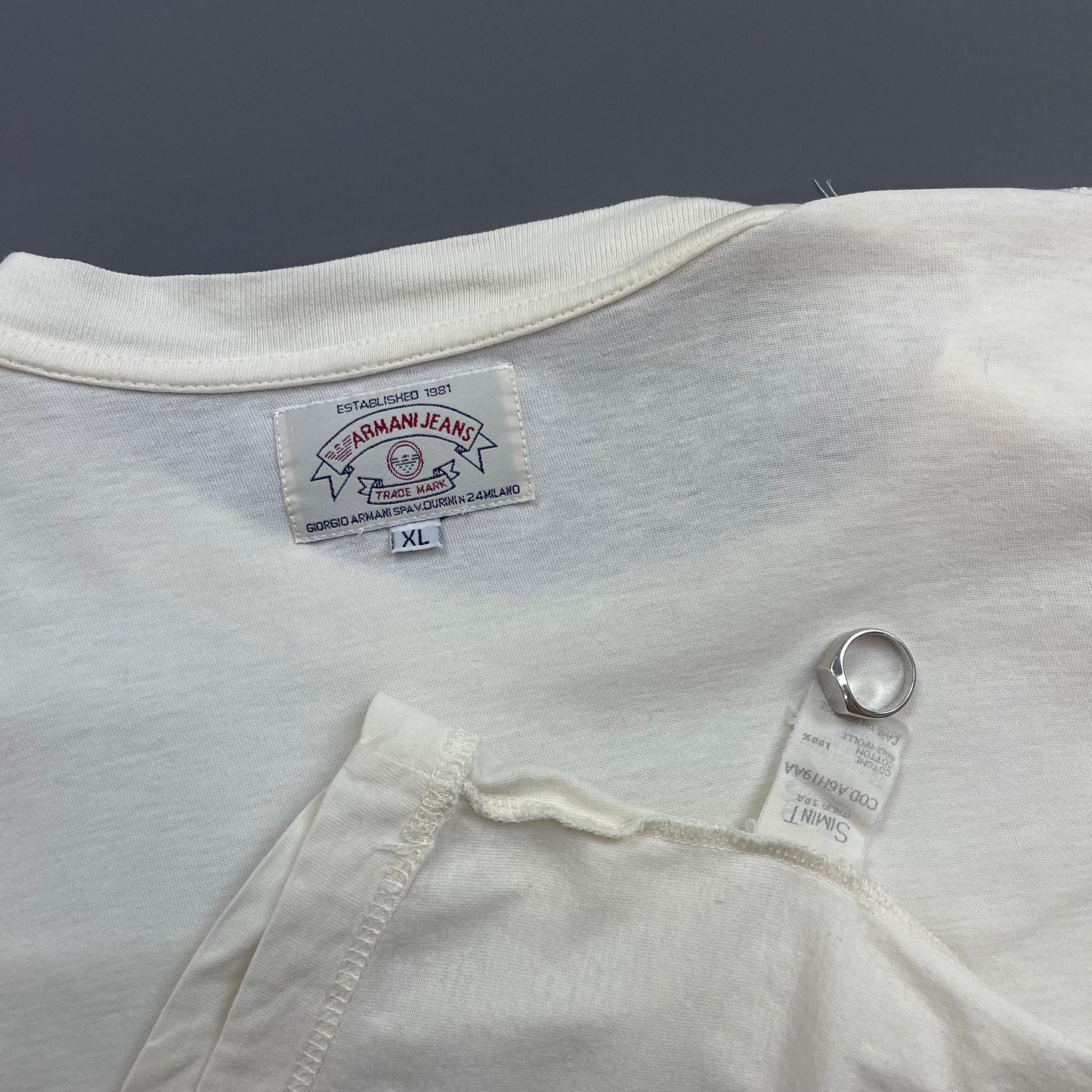 Armani Jeans Cream 90s Spellout Lightweight Oversized T-Shirt