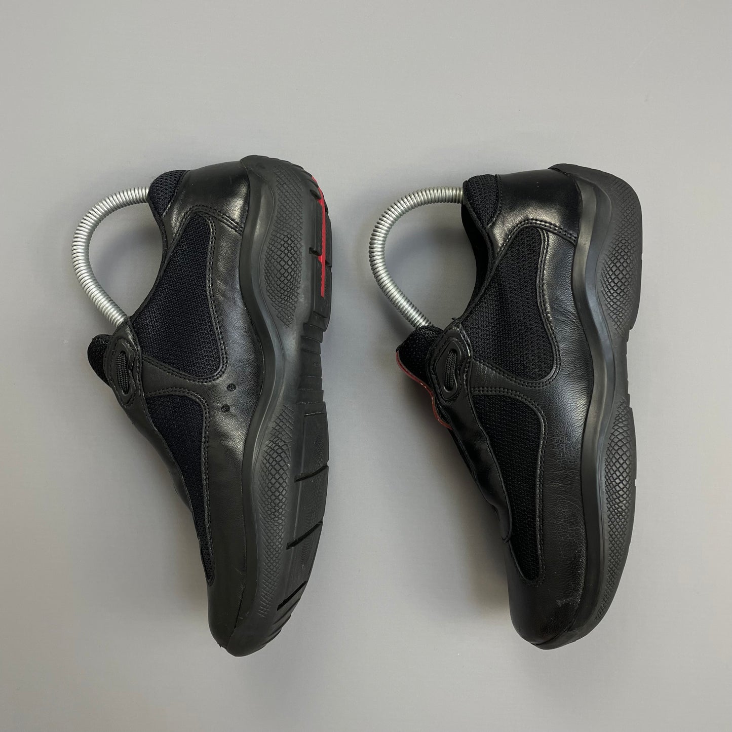 Prada Americas Cup Black Leather Trainers