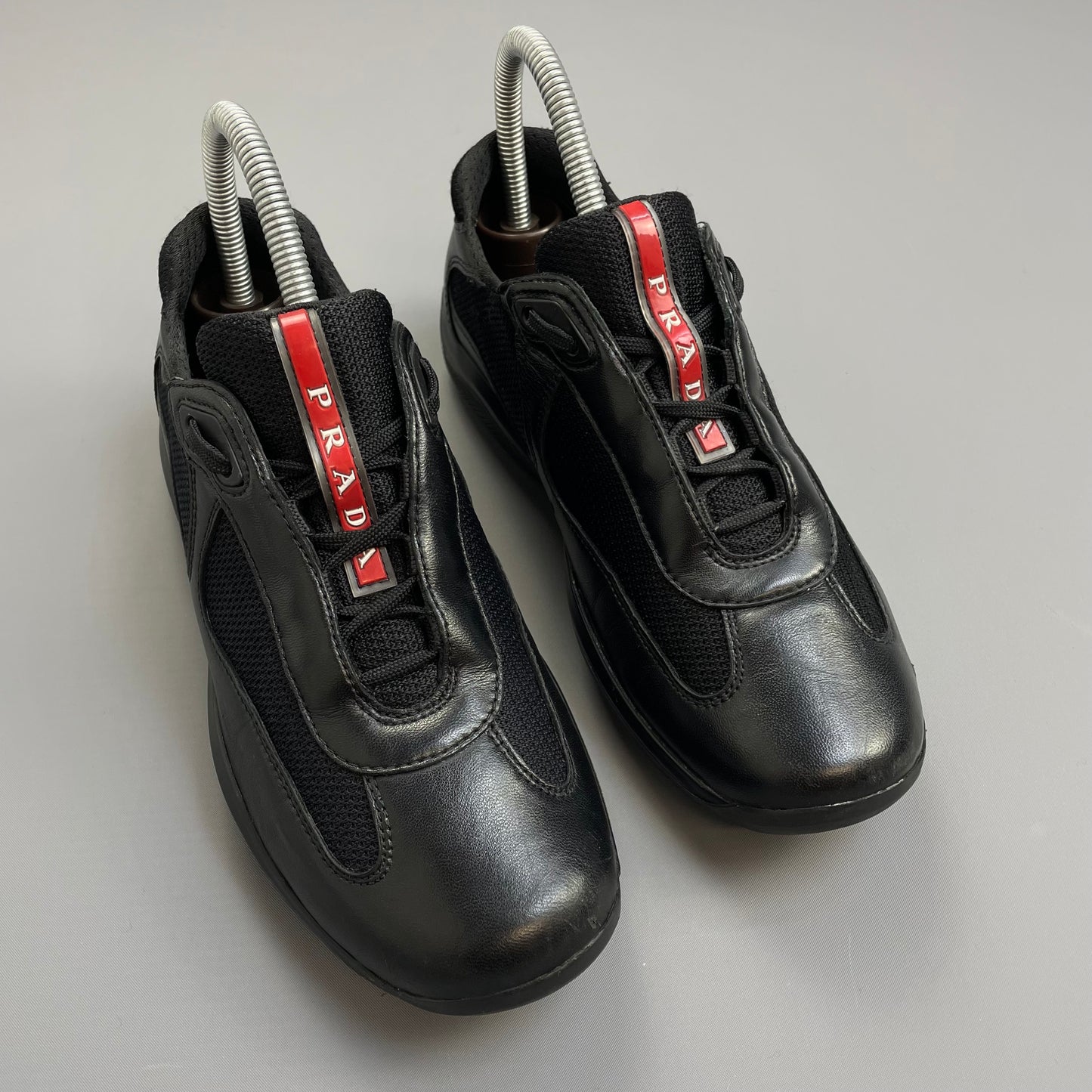 Prada Americas Cup Black Leather Trainers