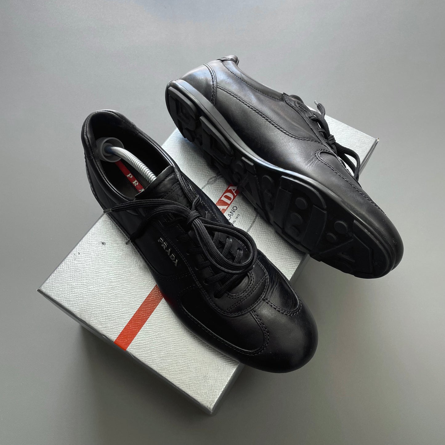 Prada Sport Black 2014 Leather Low Profile Trainers
