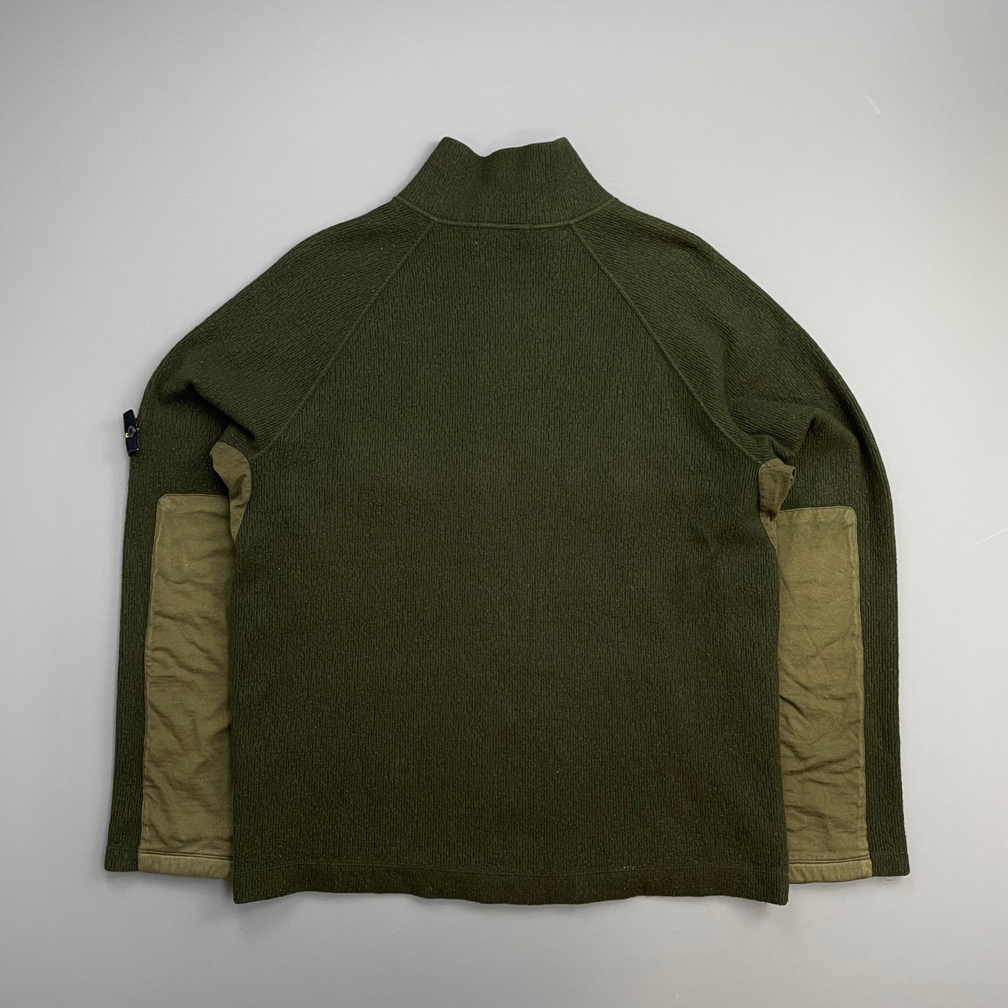 Stone Island Khaki Green AW05 Wool Blend Knit Zip-Through Jacket