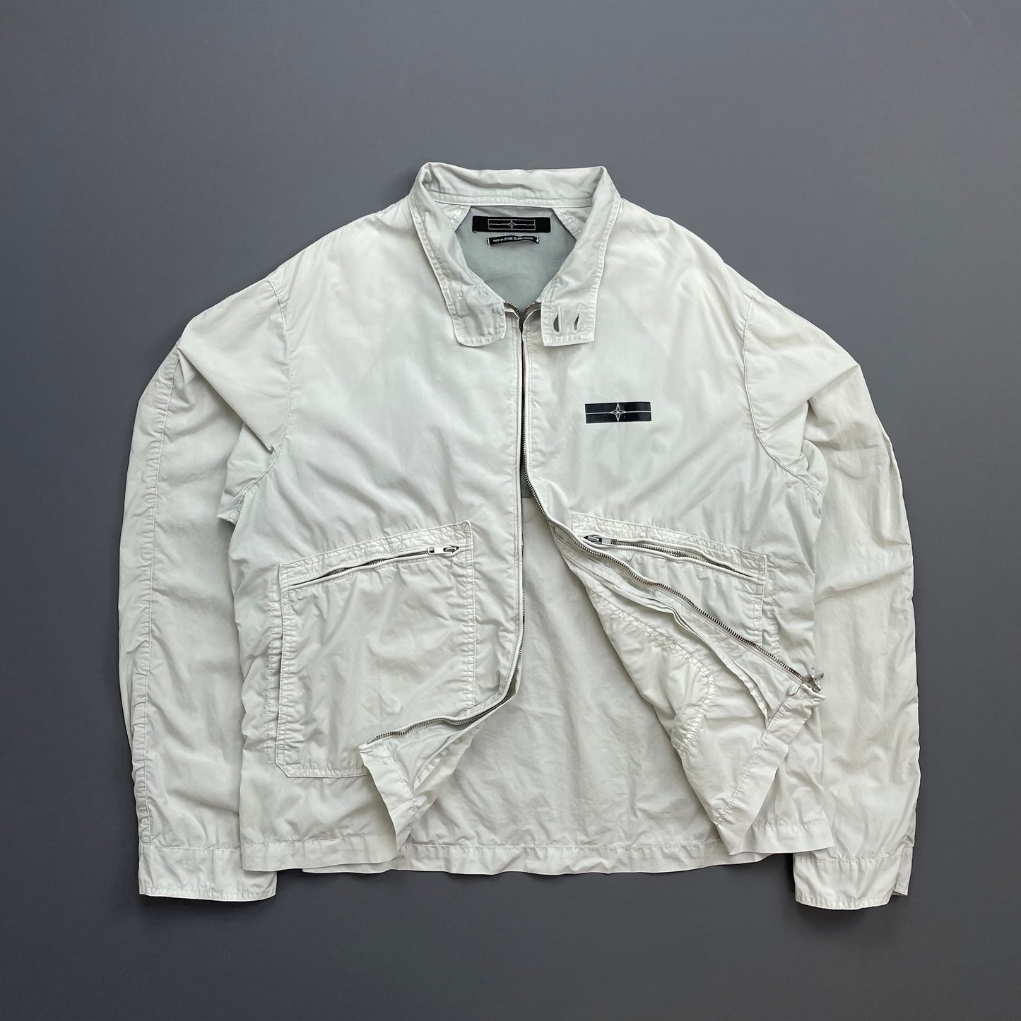 Stone Island Denims White SS07 Coated Cotton Lightweight Harrington Jacket