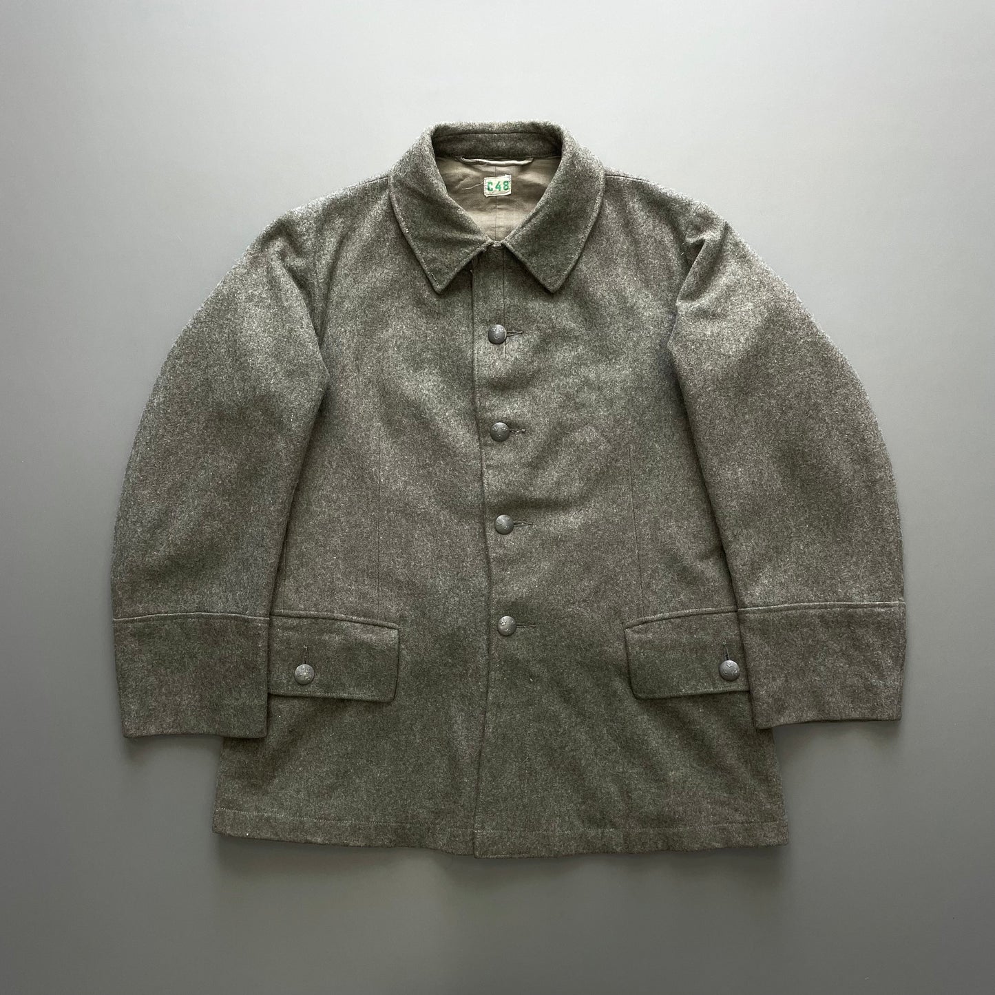 Vintage Swedish Military Grey 1942 WW2 Wool Jacket