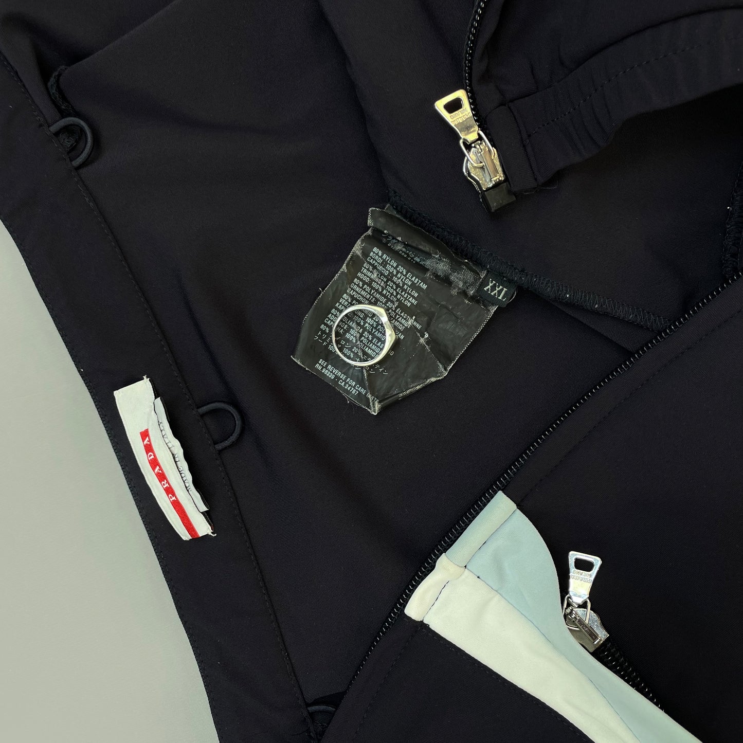 Prada Sport Navy Nylon Stripe Chest Panel Track Jacket