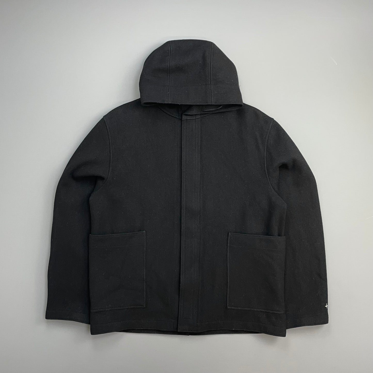 Stone Island Denims Black 00s Wool Hooded Parka Jacket