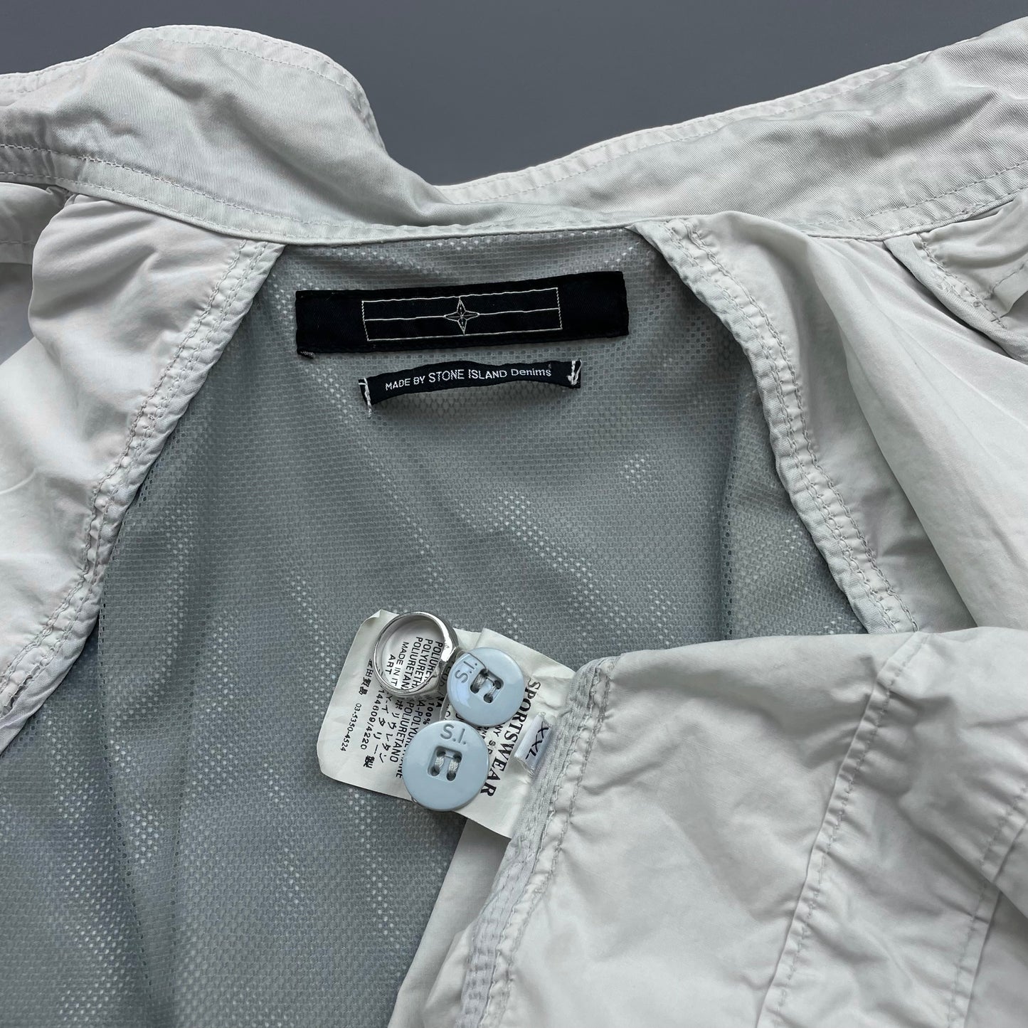 Stone Island Denims White SS07 Coated Cotton Lightweight Harrington Jacket