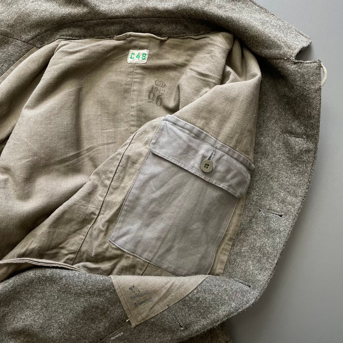 Vintage Swedish Military Grey 1942 WW2 Wool Jacket