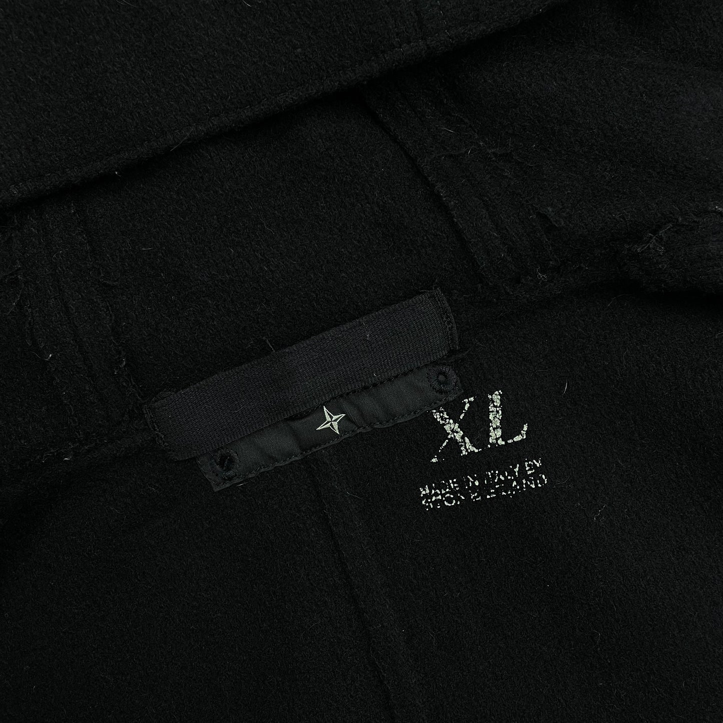 Stone Island Denims Black 00s Wool Hooded Parka Jacket