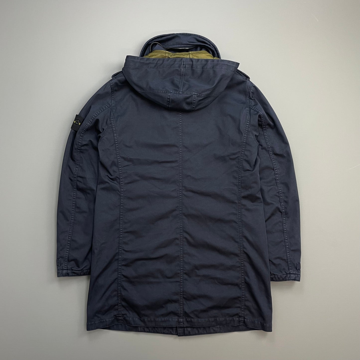 Stone Island Navy AW11 Raso-R Concealed Hood Quilt-Lined Overcoat