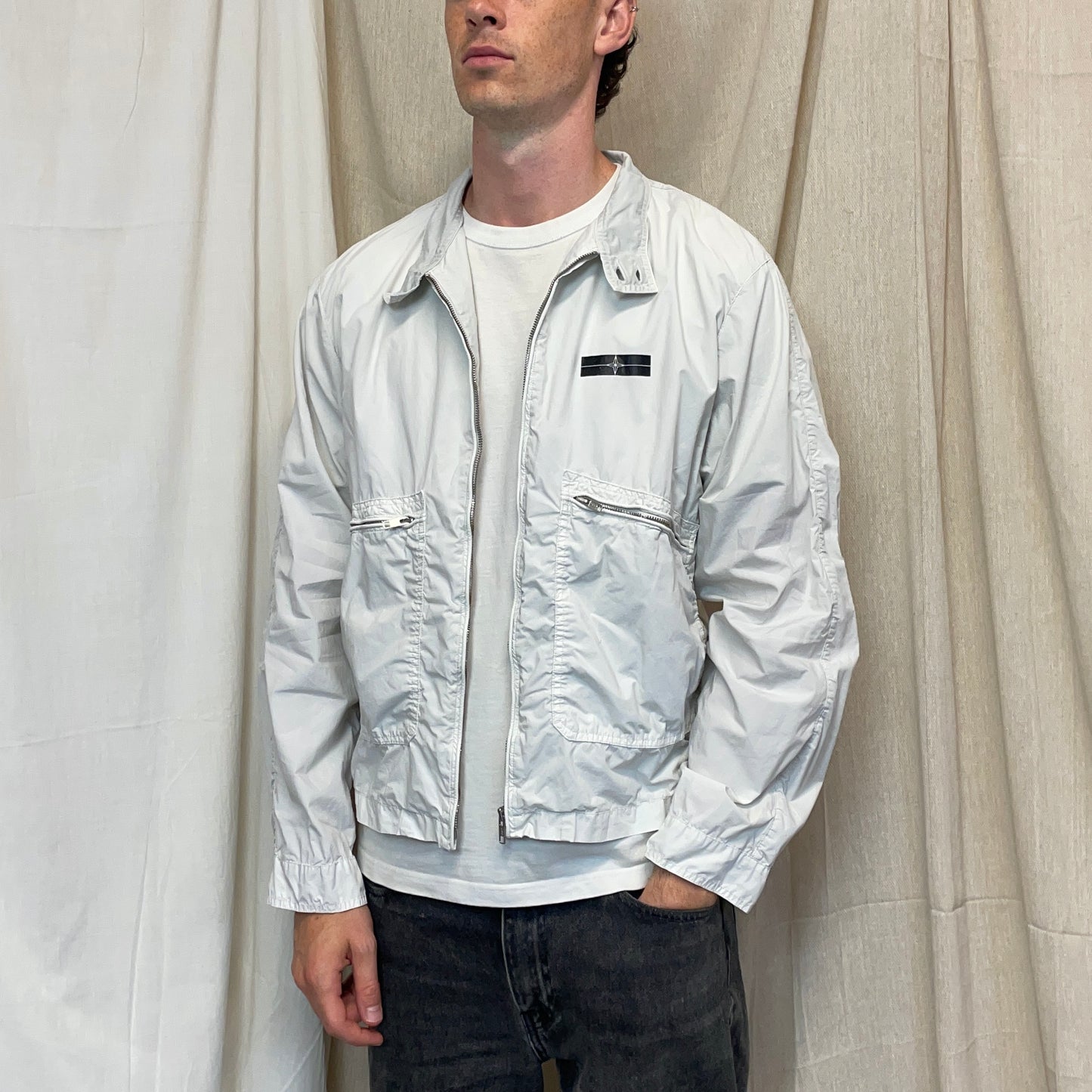 Stone Island Denims White SS07 Coated Cotton Lightweight Harrington Jacket