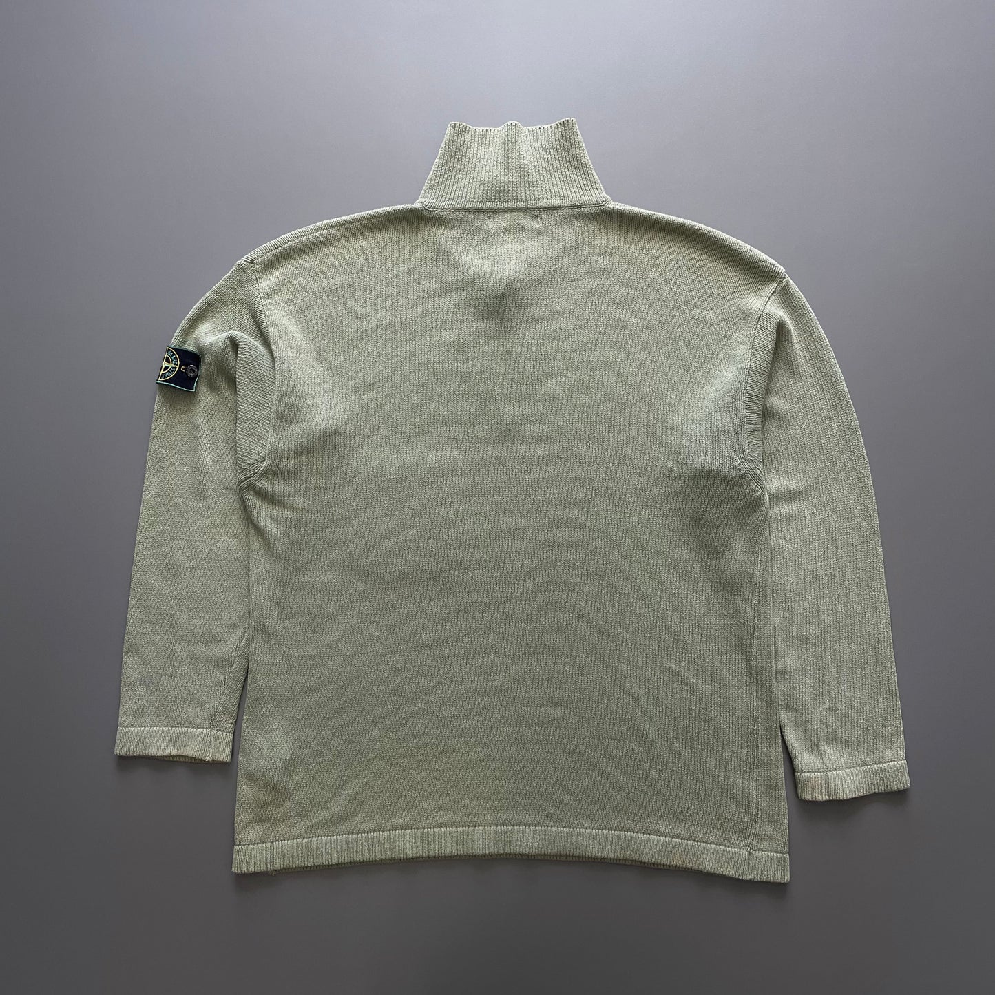 Stone Island Green SS97 Collared Green Edge Badge Knit Jumper
