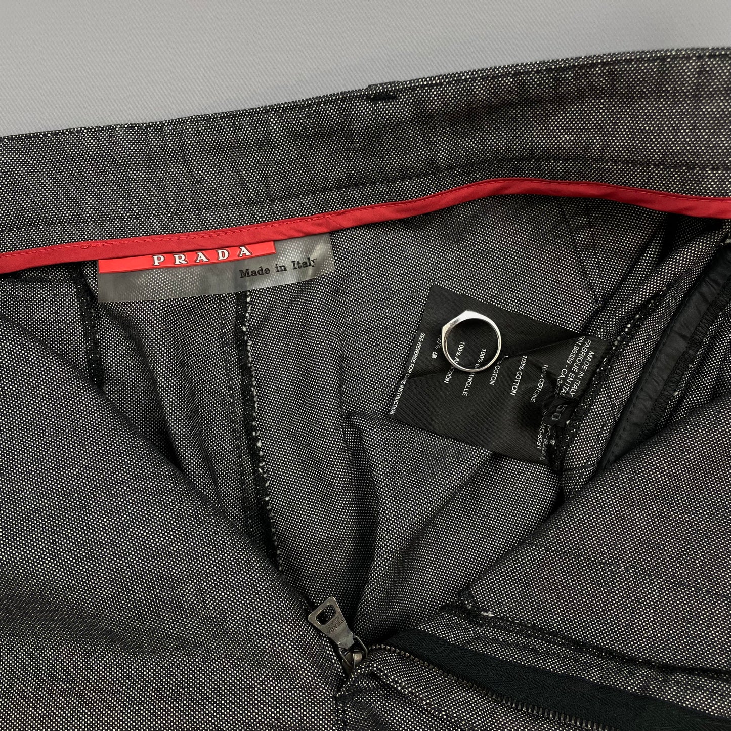 Prada Sport Grey 00s Canvas Cotton Straight Leg Trousers